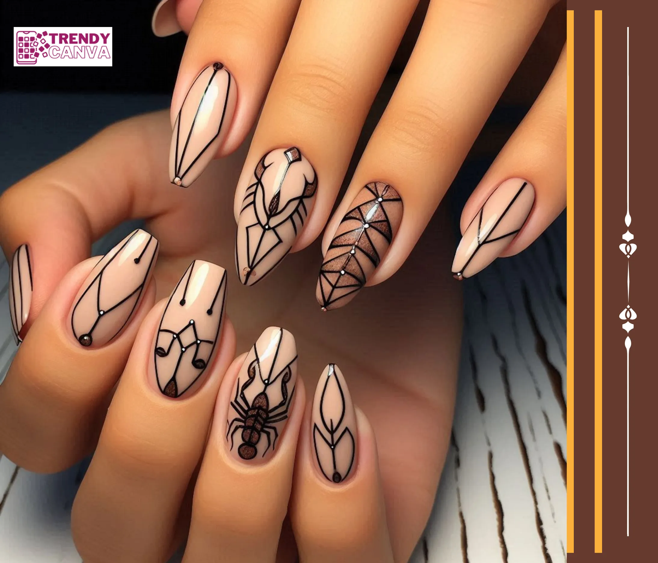 Geometric Scorpio Nail Designs