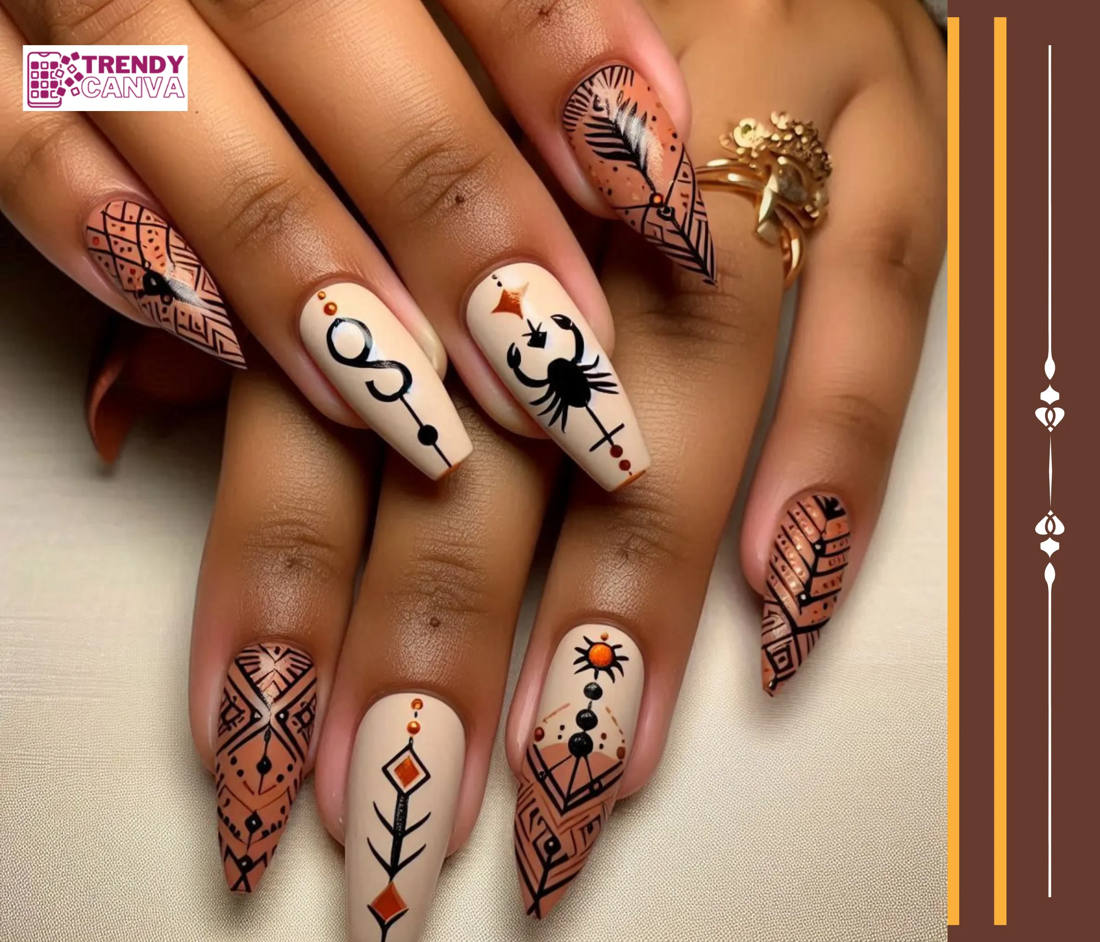 Geometric Scorpio Nail Designs