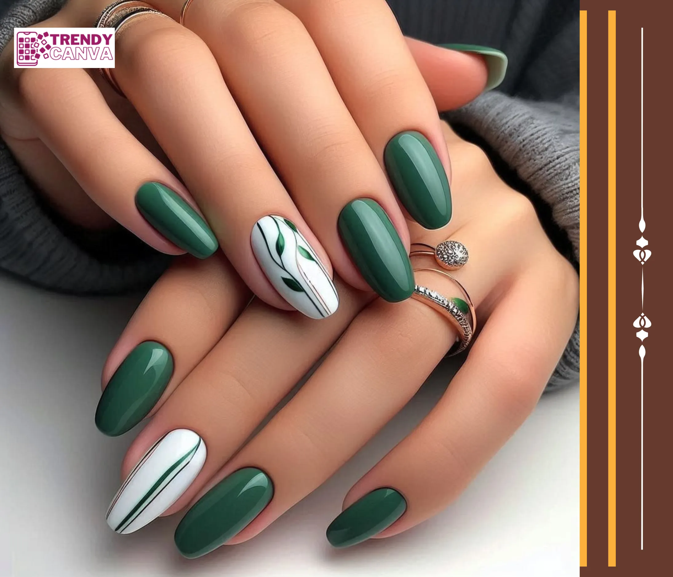 Green with Envy Trendy Spring Almond Nail Designs