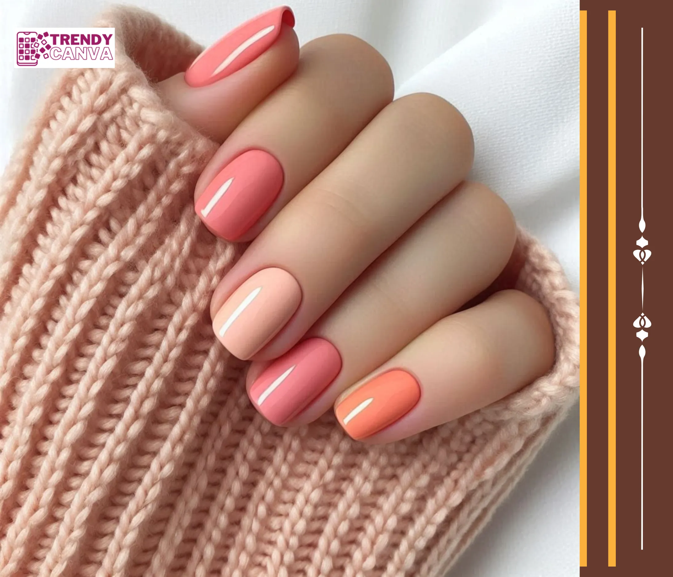 Pink & Orange Coral Nail Designs