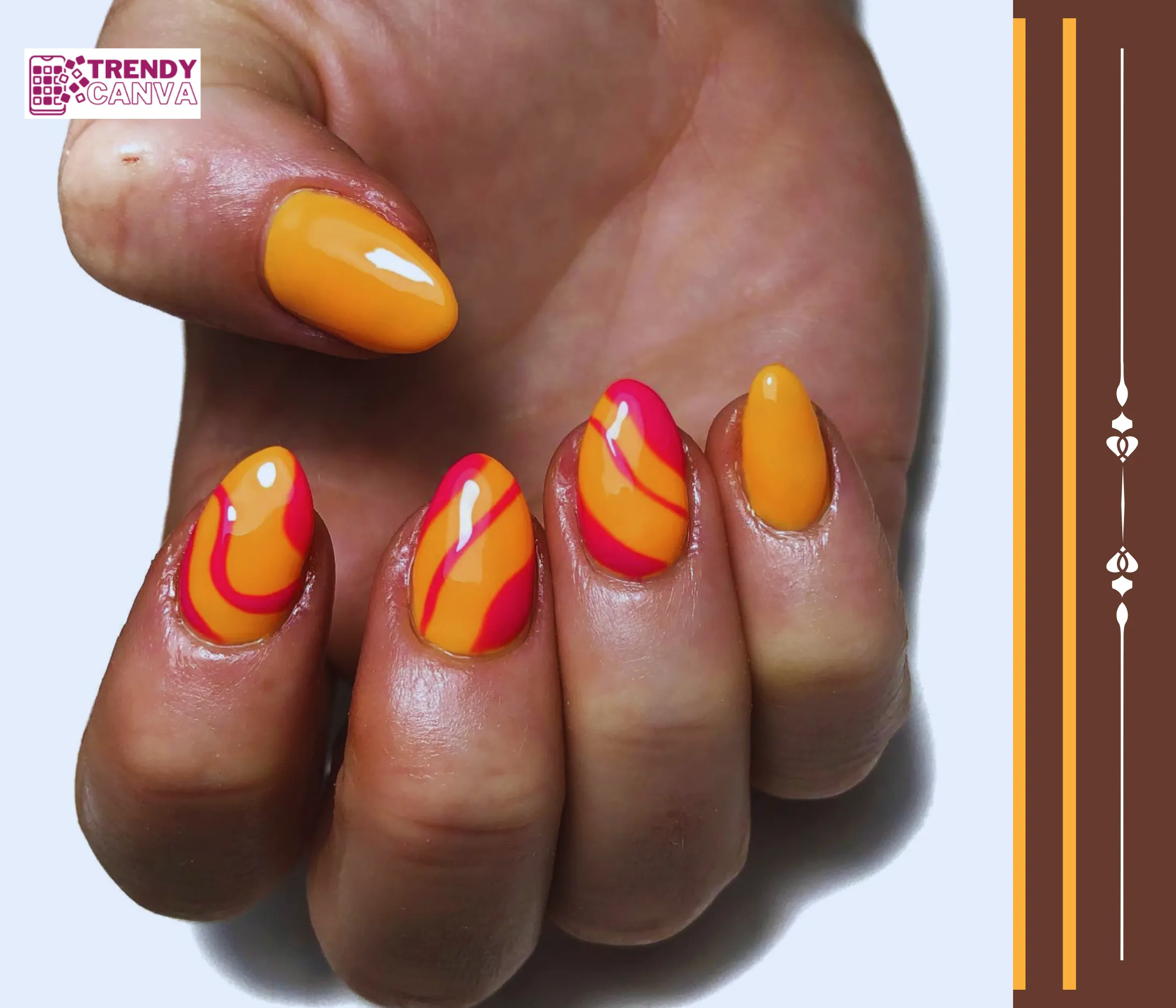 Pink & Orange Coral Nail Designs