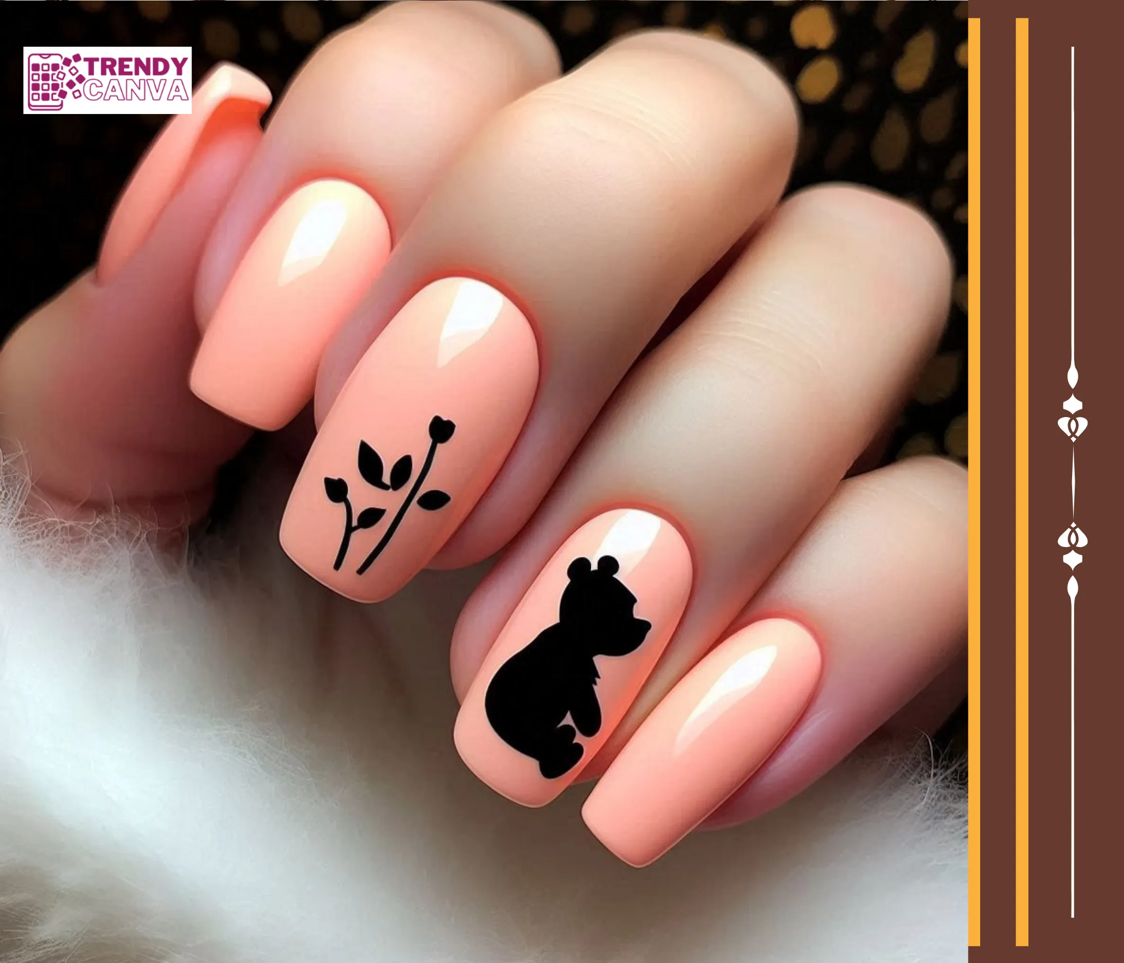 Pooh Bear Silhouette Nails