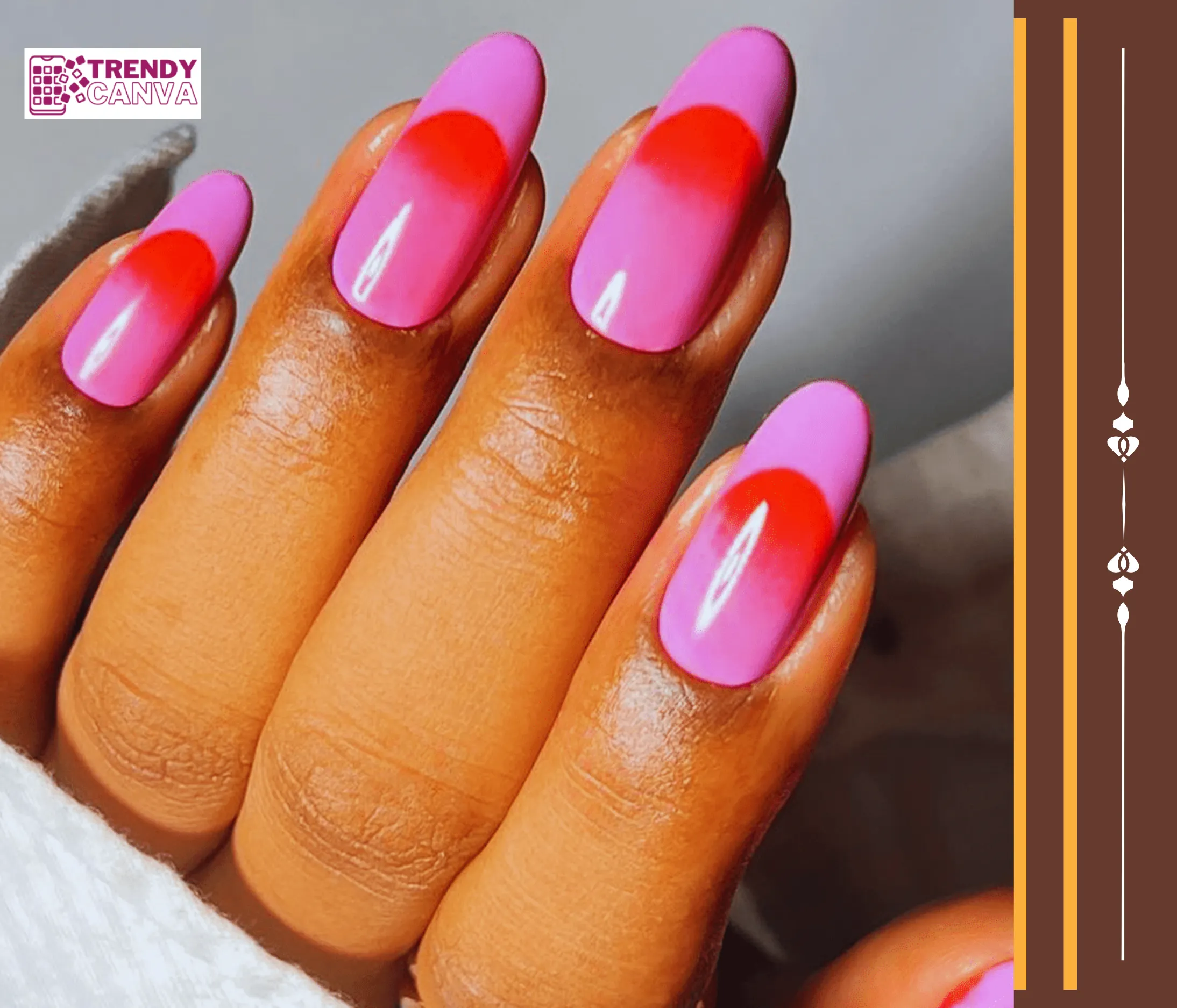 Hot Pink & Hot Orange Nail Designs Ideas