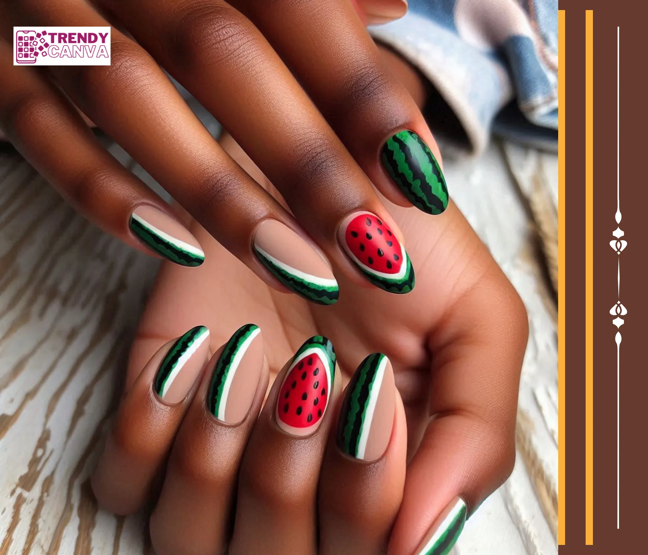 Negative Space Watermelon Nails