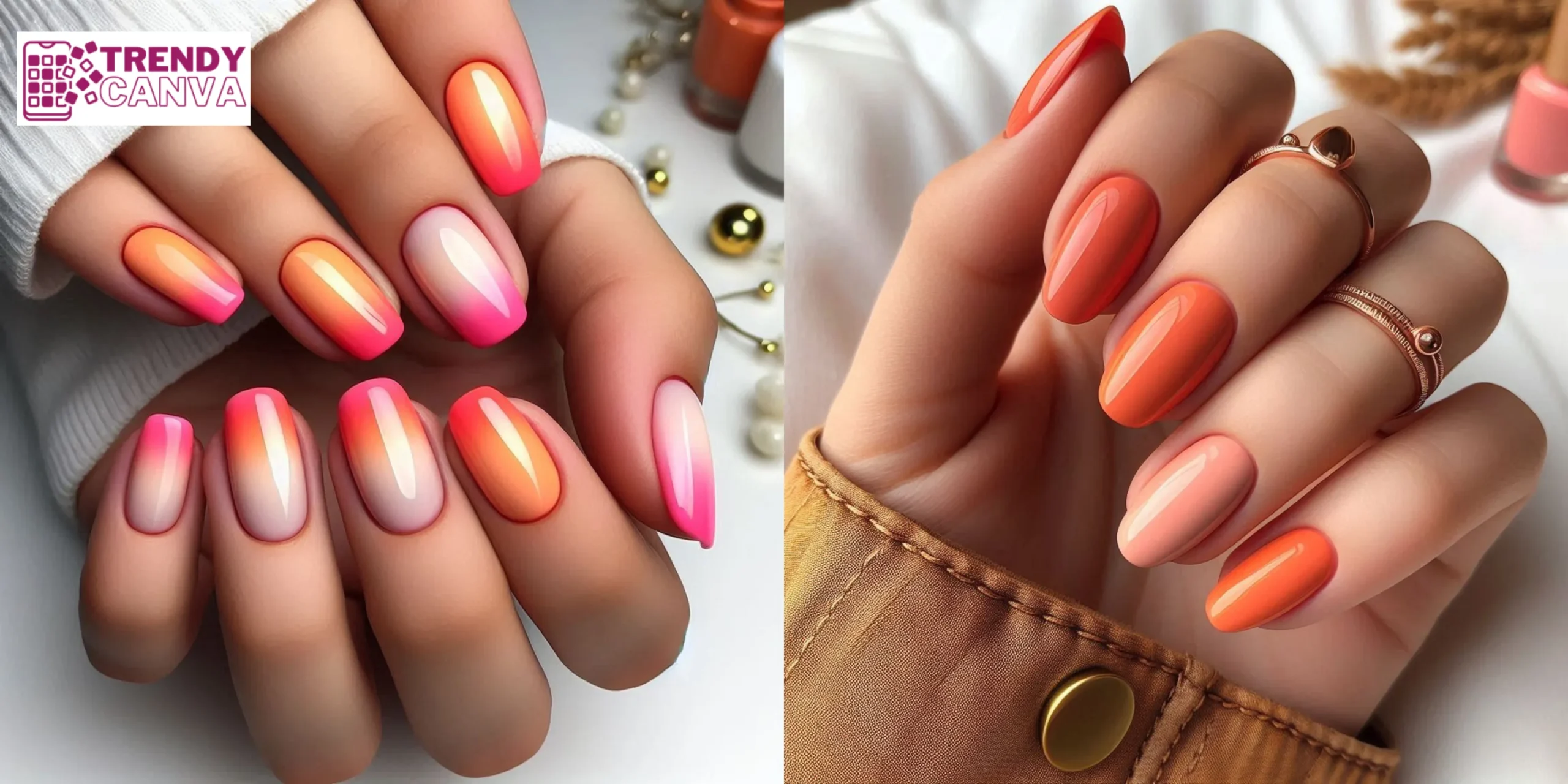 40 Best Eye-Catching Orange And Pink Nail Designs