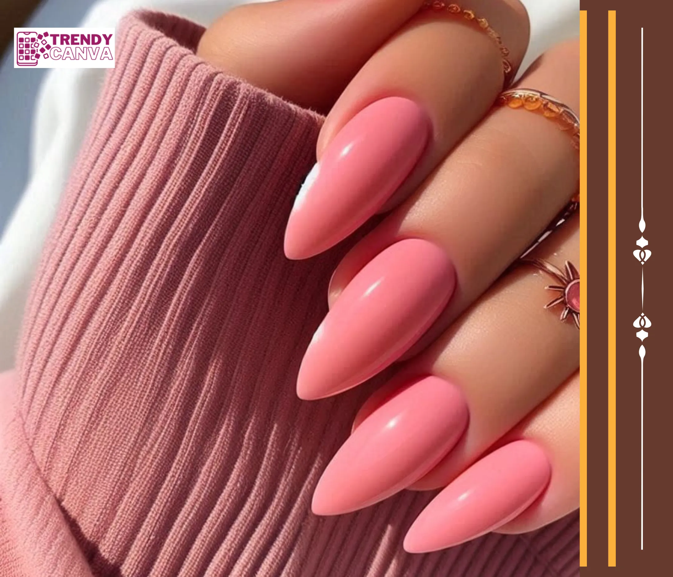 Pink Long Almond Nails