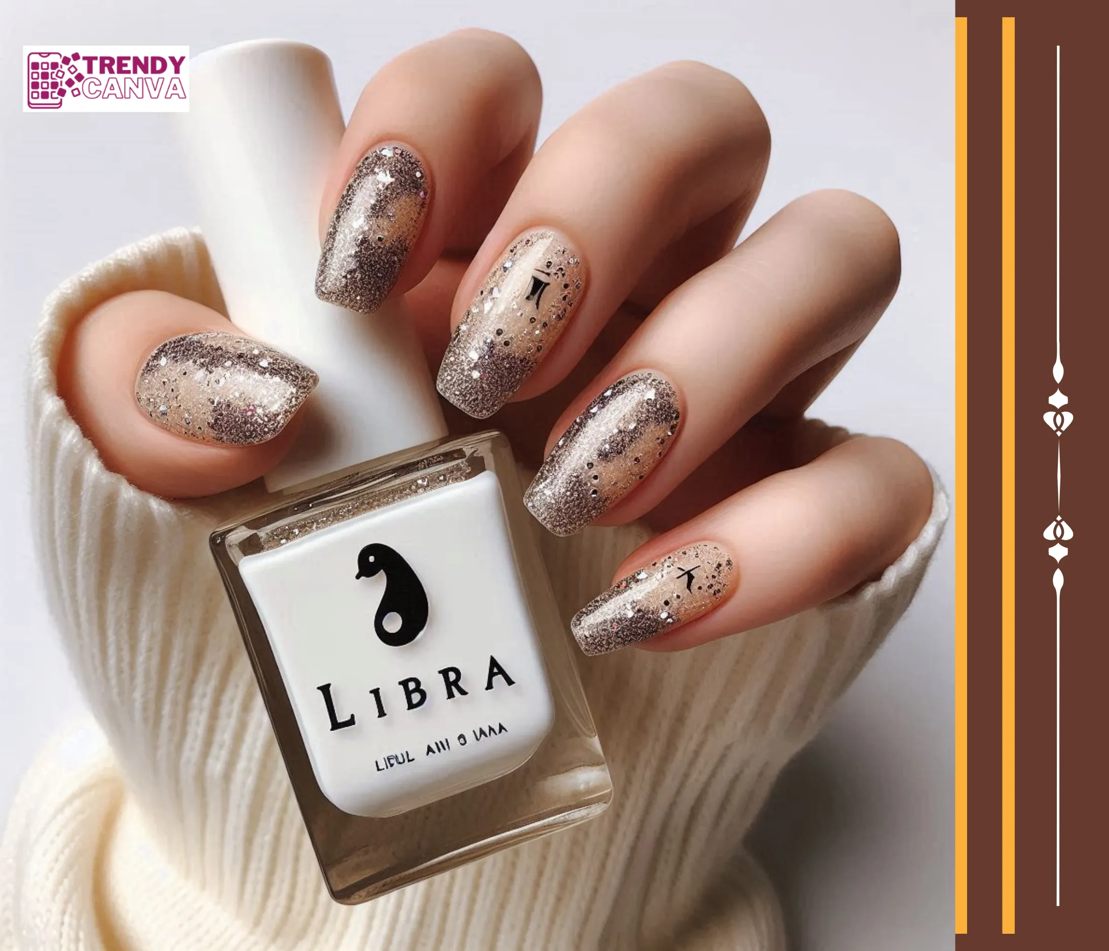 Libra Glitter Nail Designs