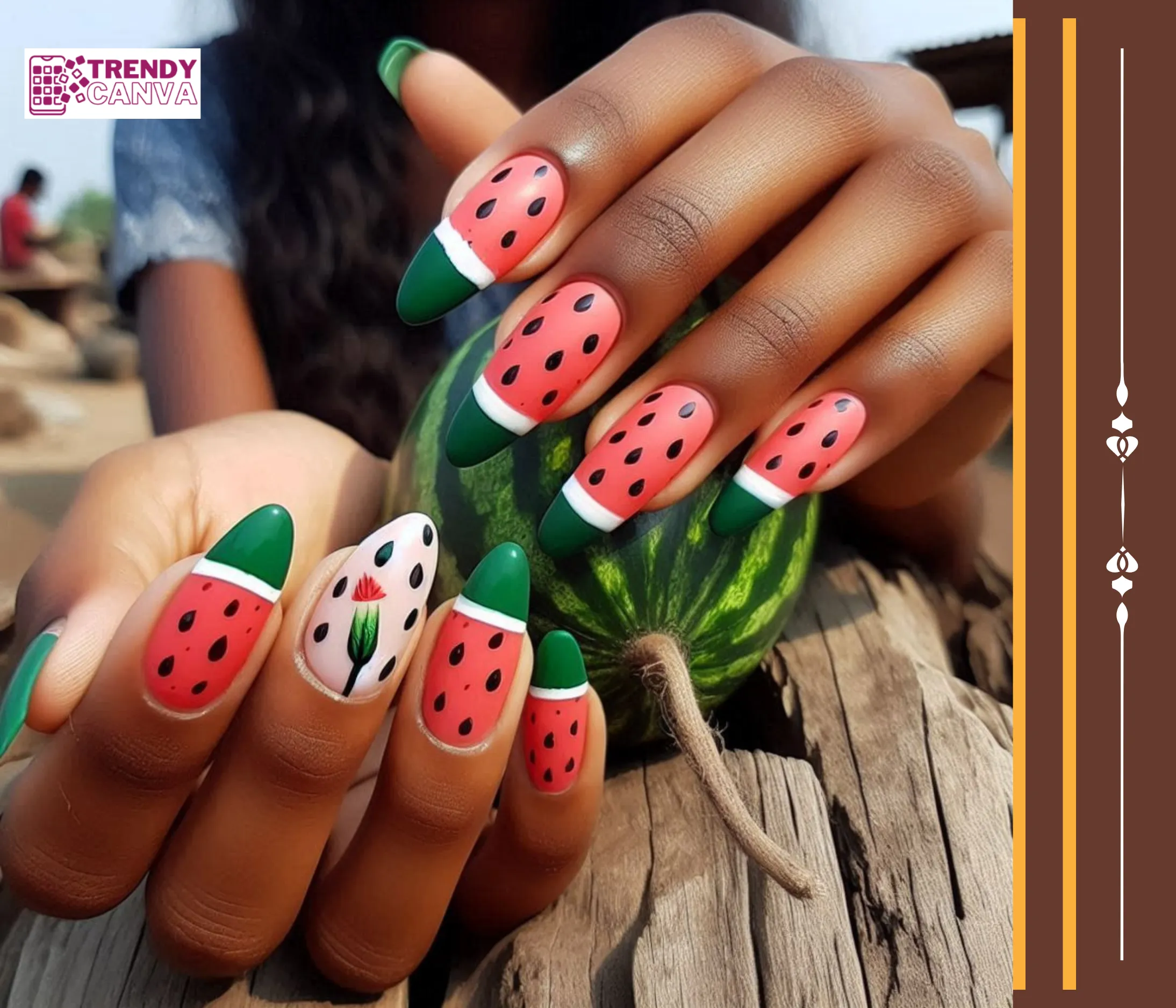 Watermelon 3D Nails