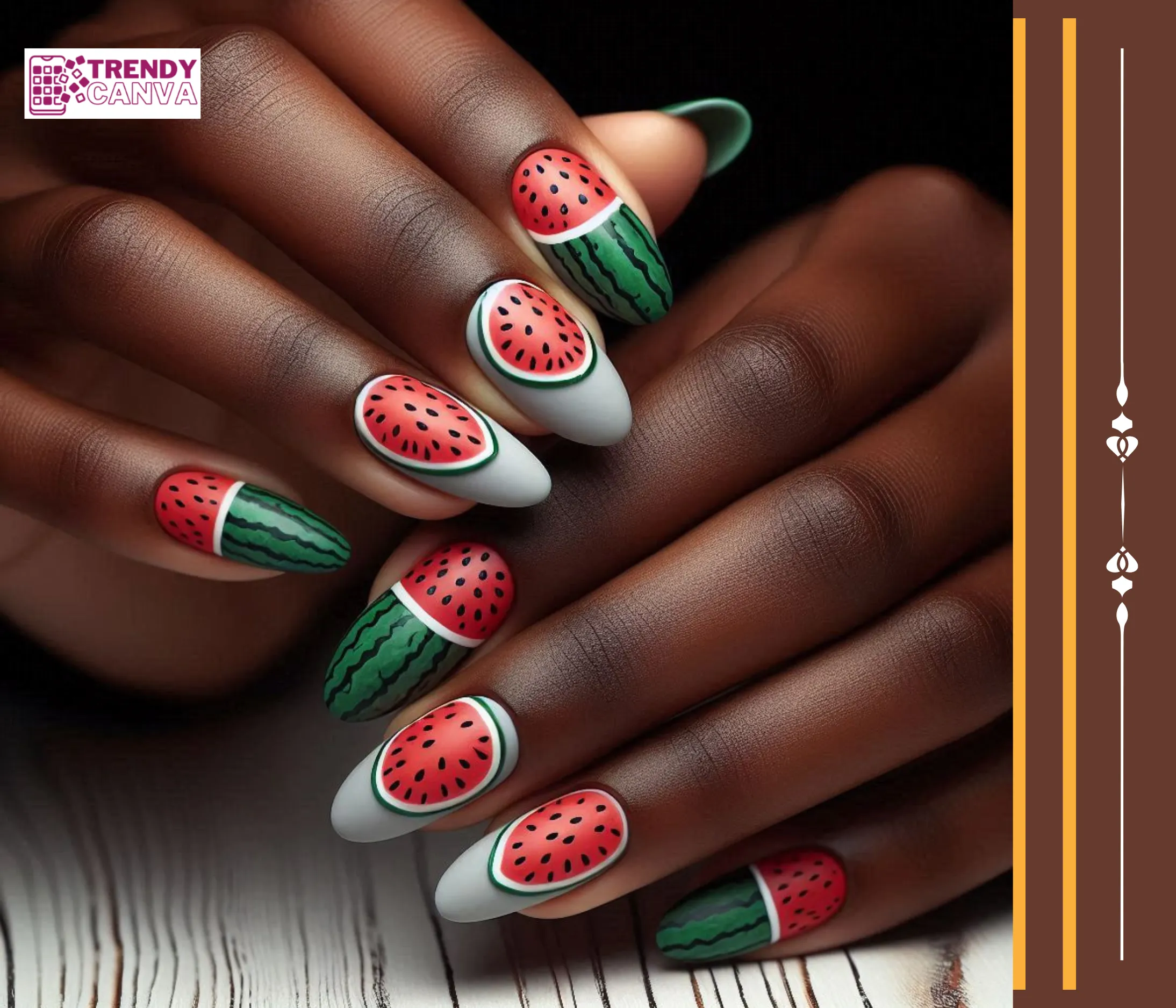 Watermelon 3D Nails