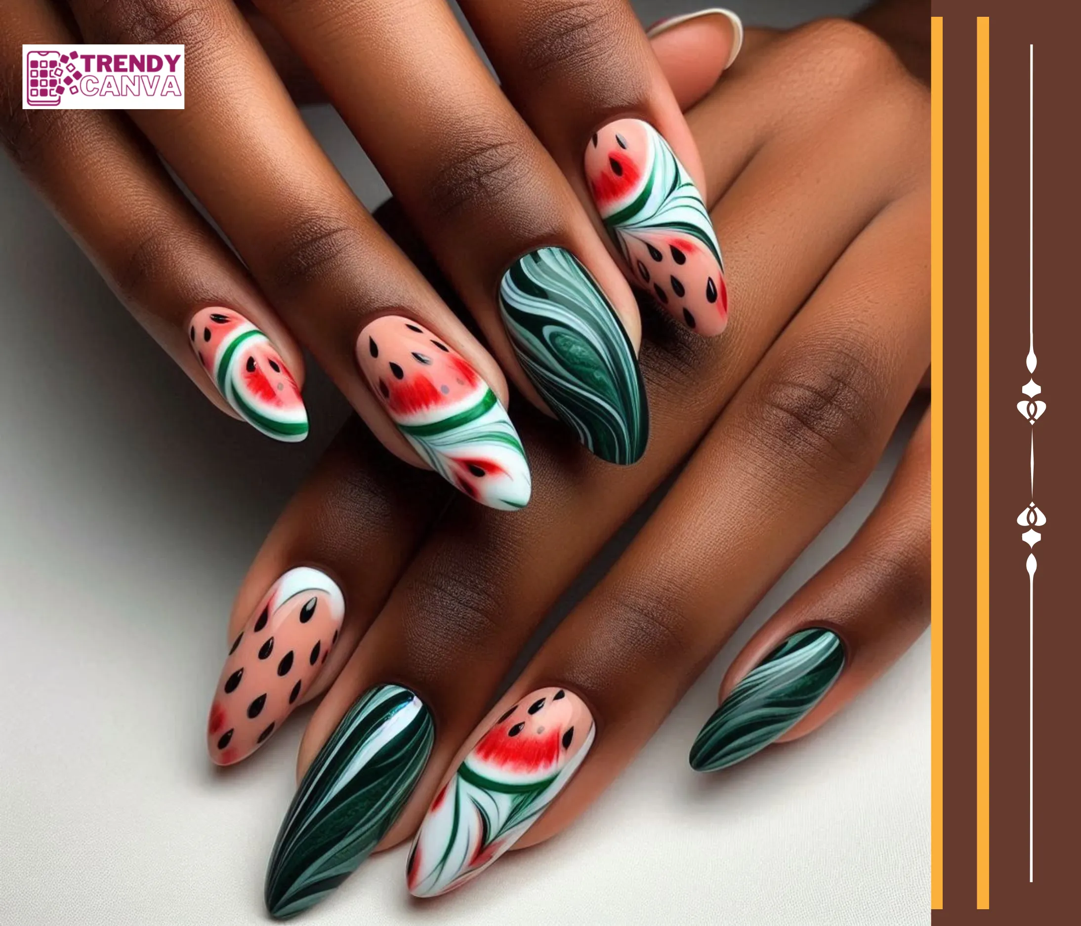 Watermelon Marble Nails