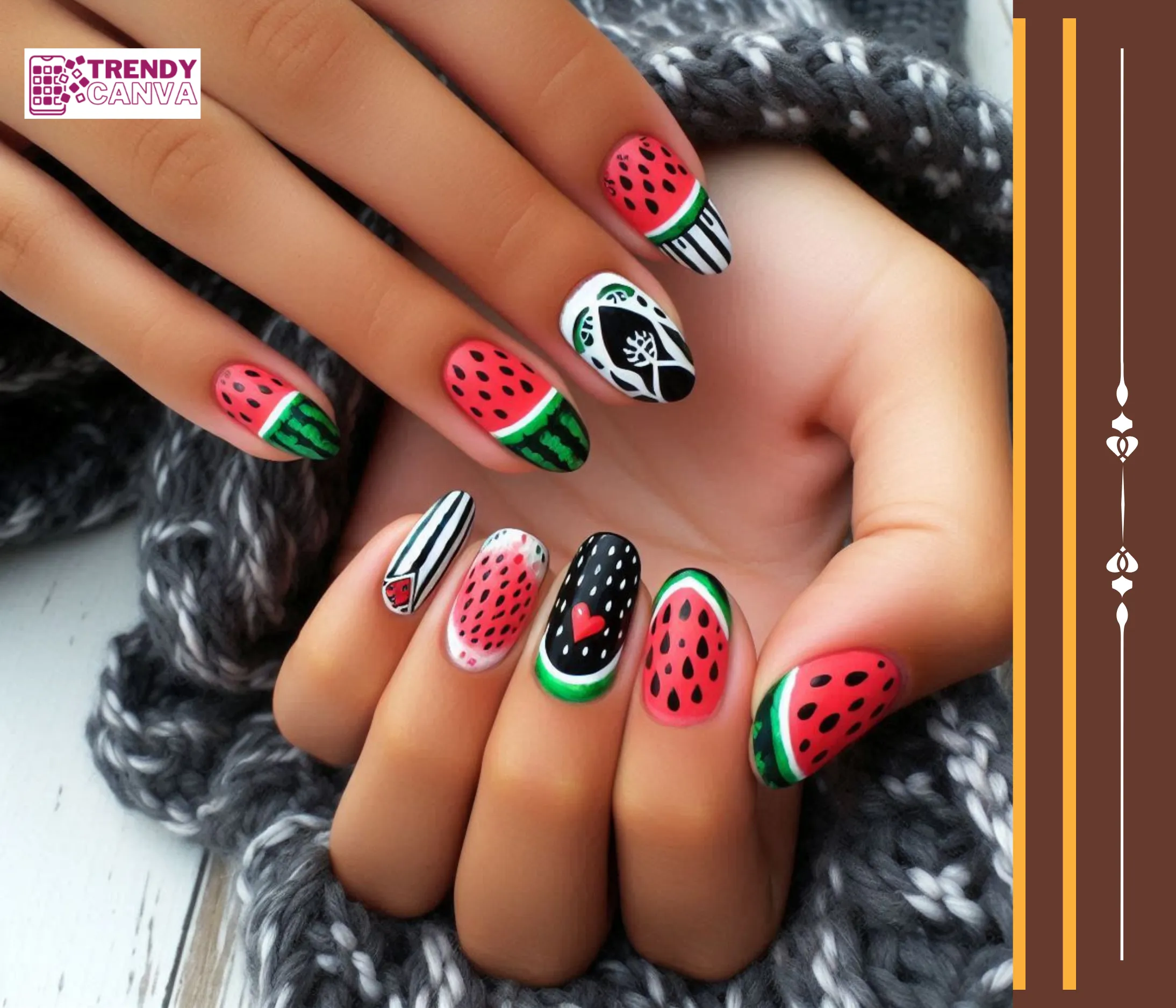 Watermelon Cartoon Nails