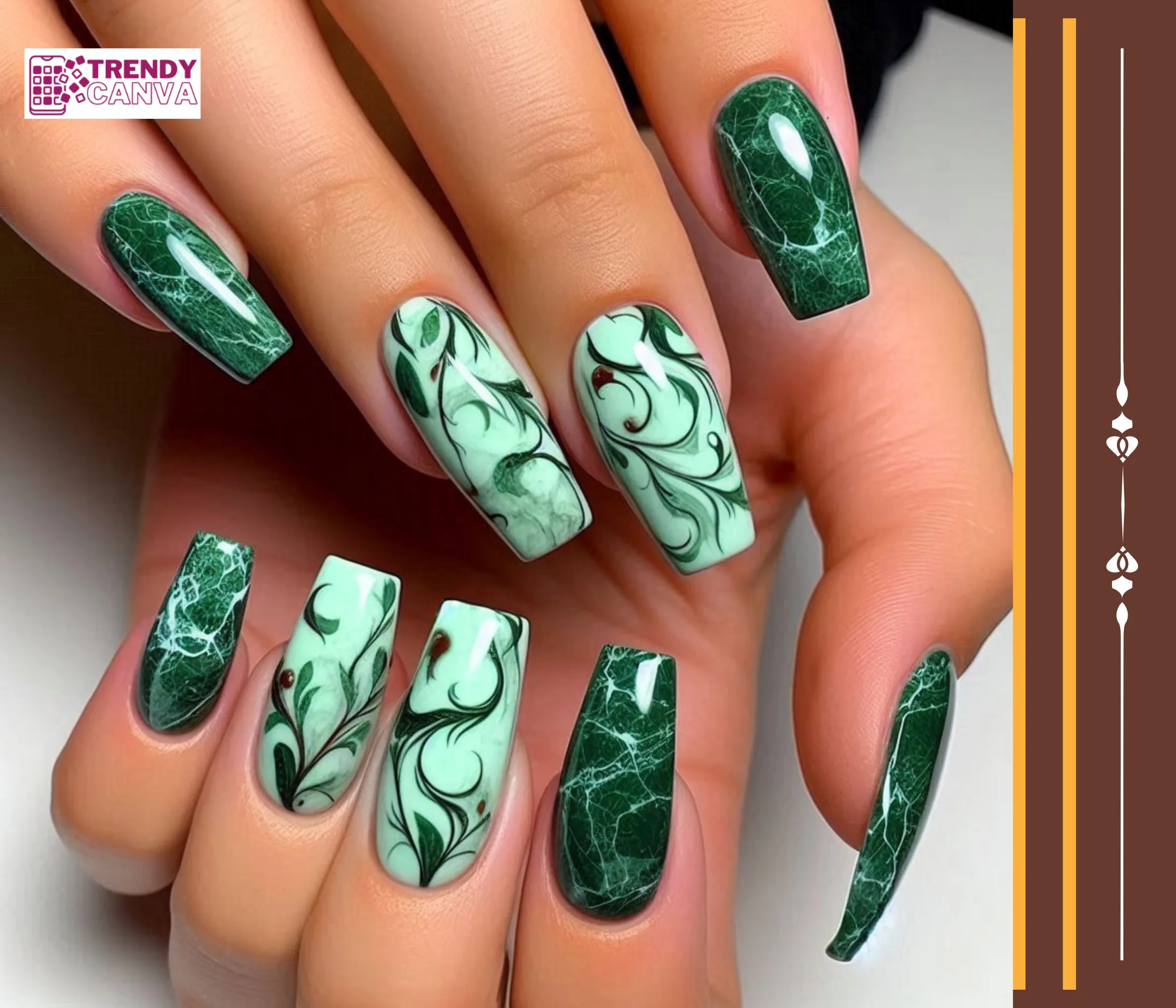 Green Marble Libra Nail Ideas