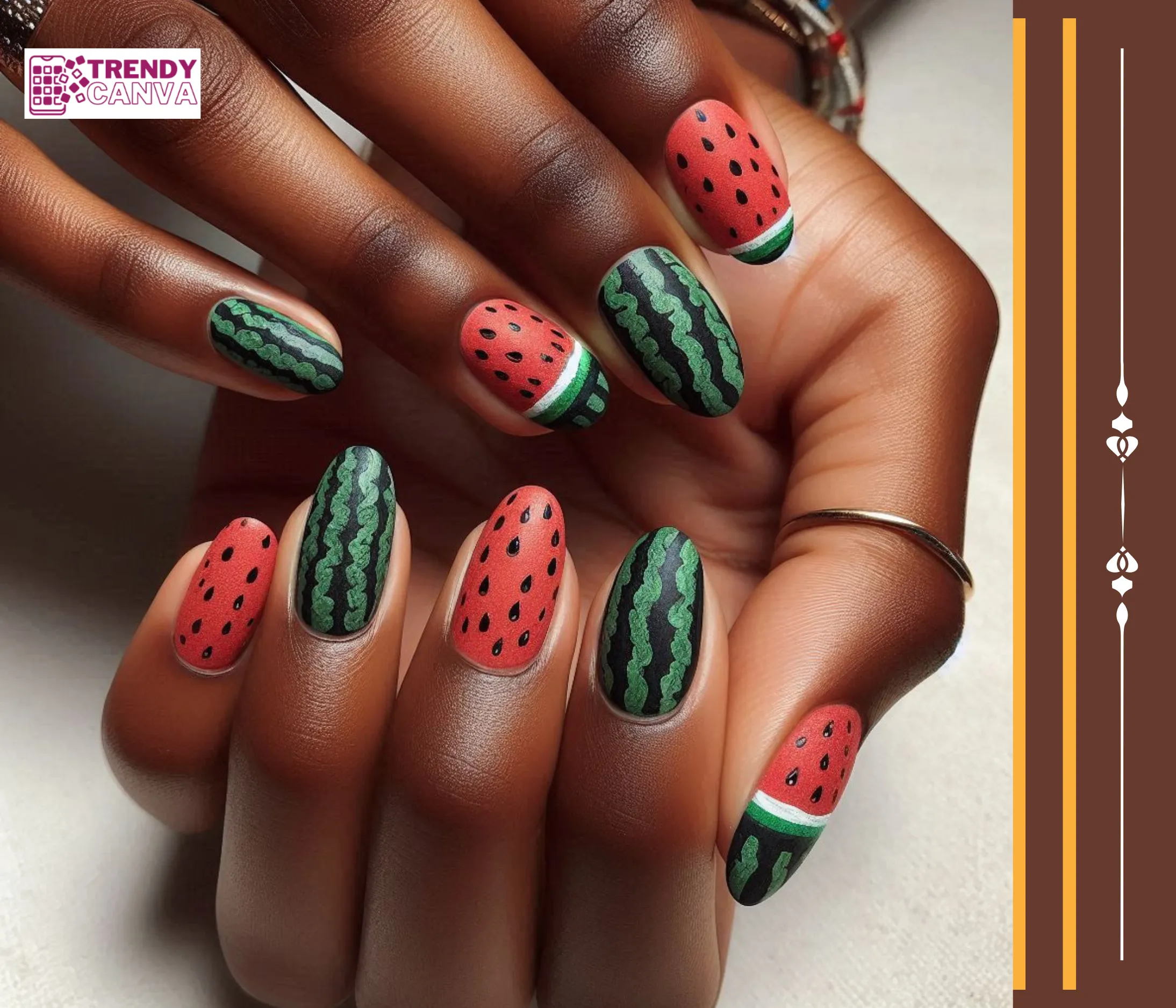 Watermelon Textured Nails