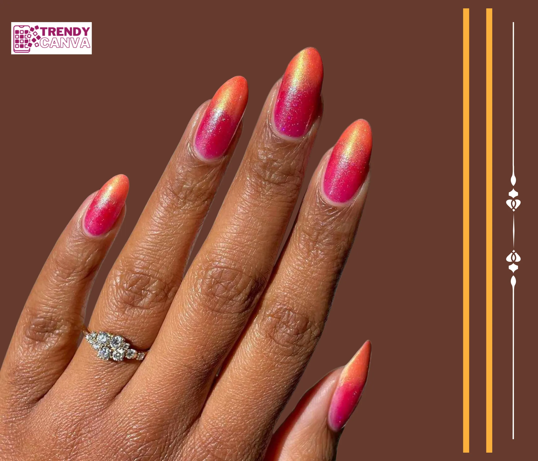 Neon Pink & Orange Ombre Nail Designs