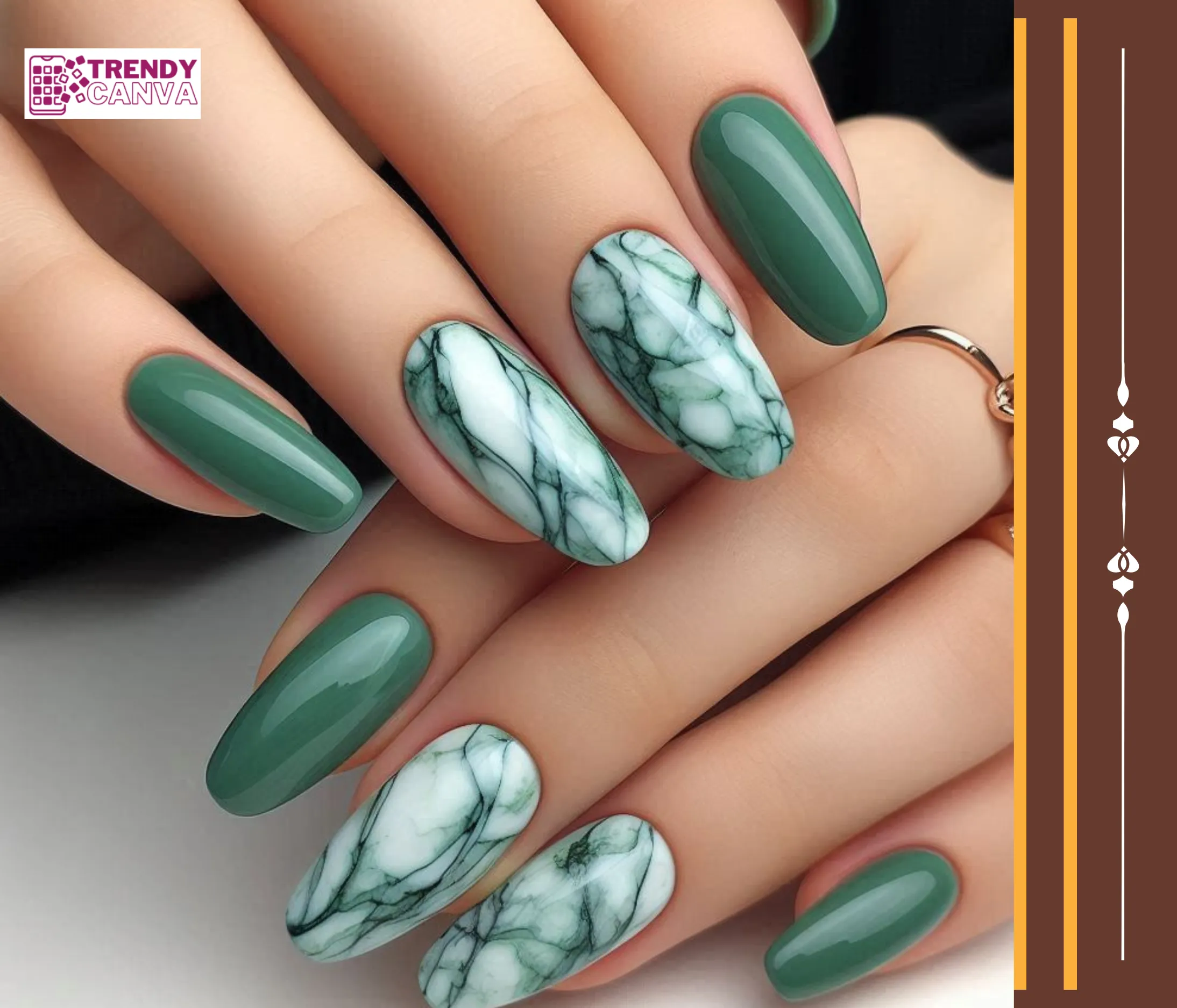 Green Marble Libra Nail Ideas