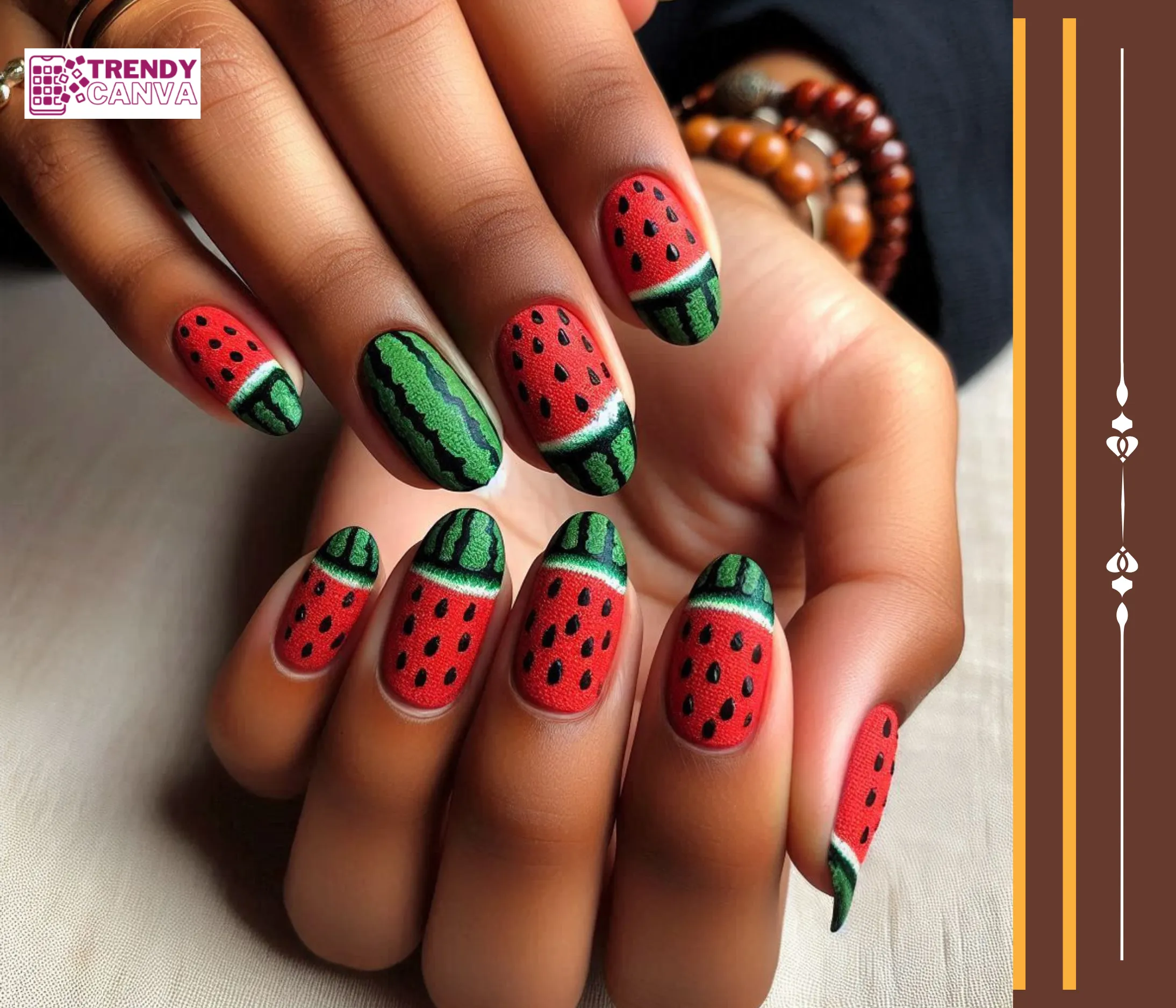 Watermelon Textured Nails