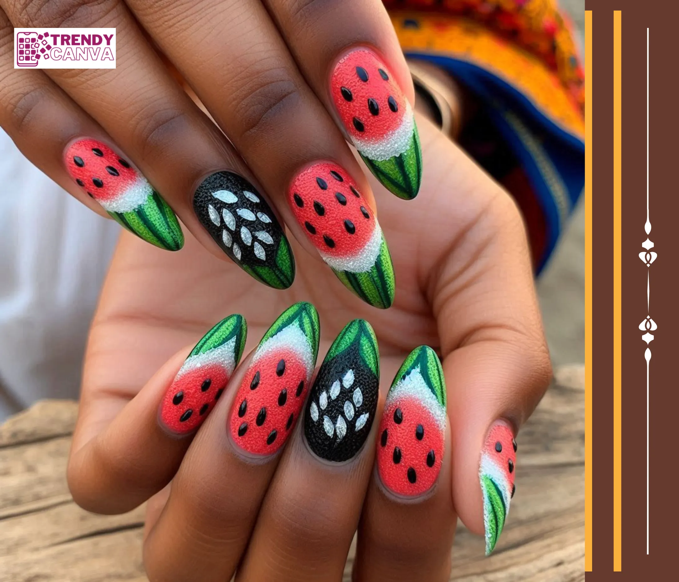 Watermelon Textured Nails