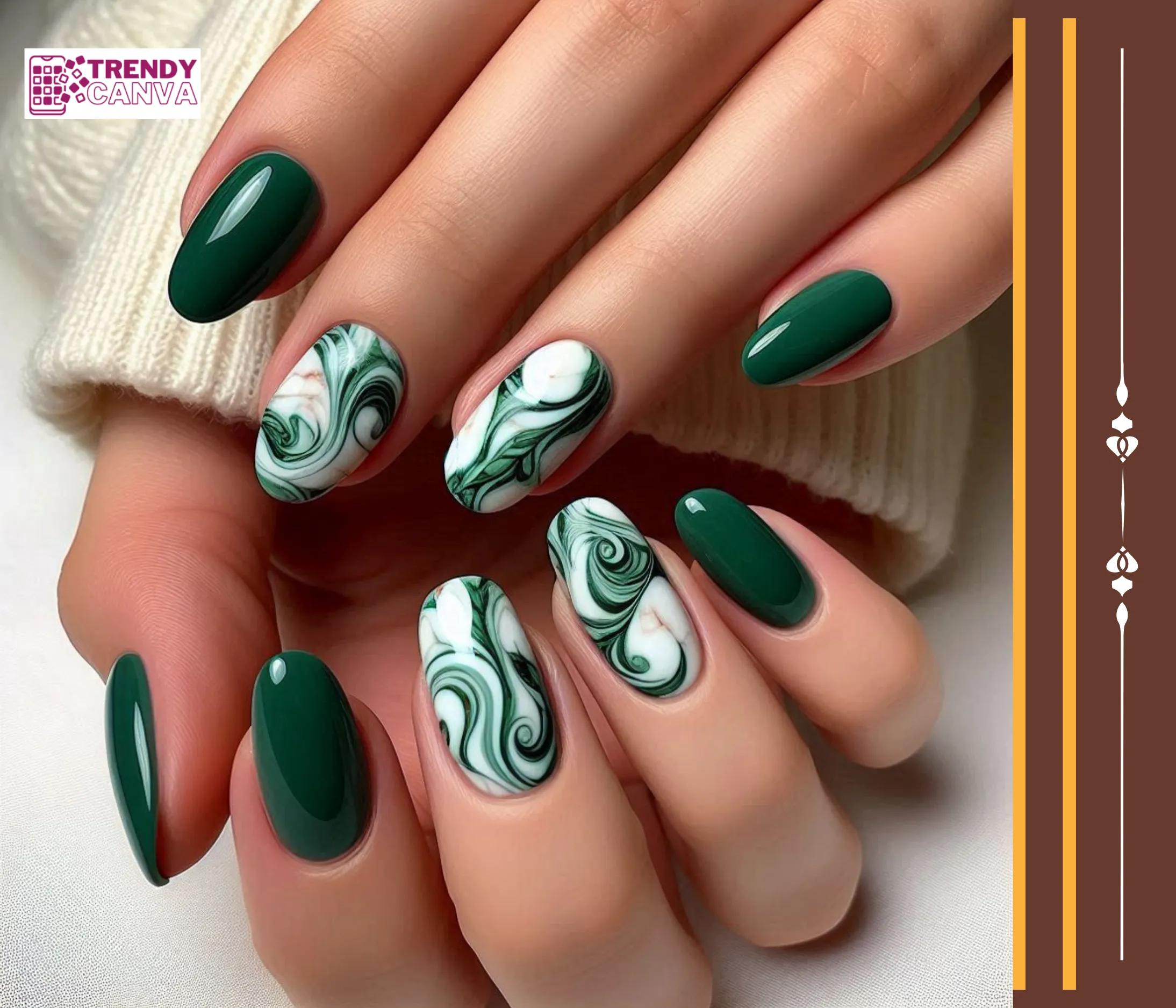 Green Marble Libra Nail Ideas