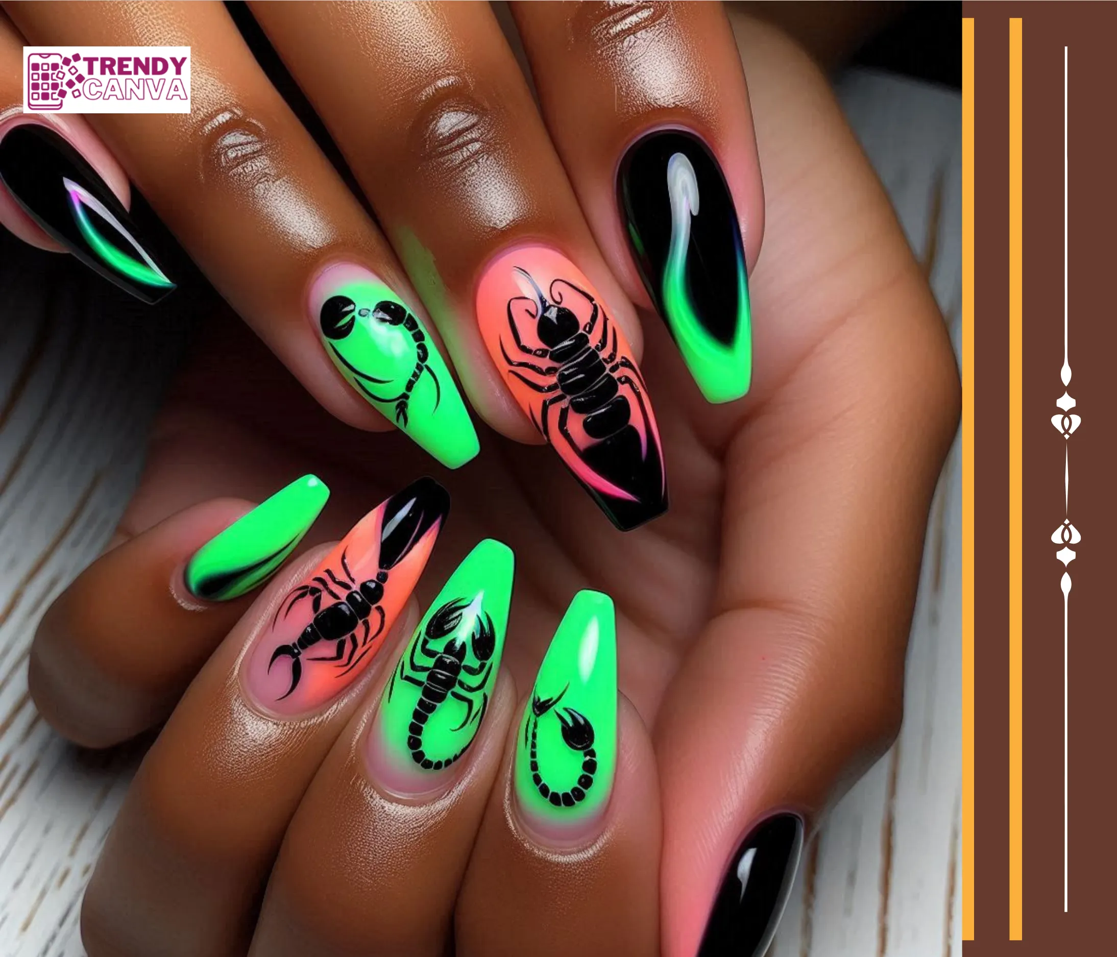 Neon Scorpio Glow Nails