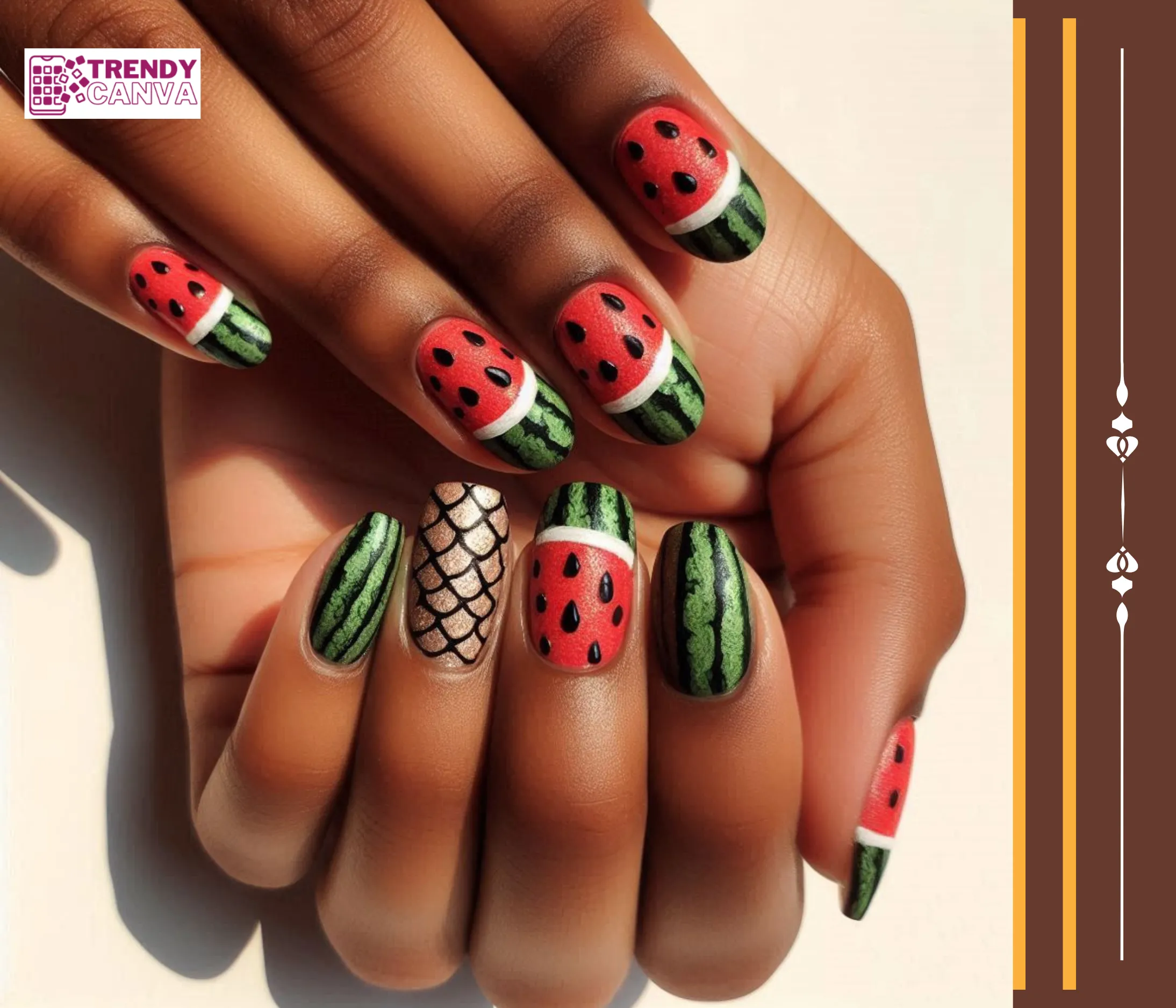 Watermelon Textured Nails