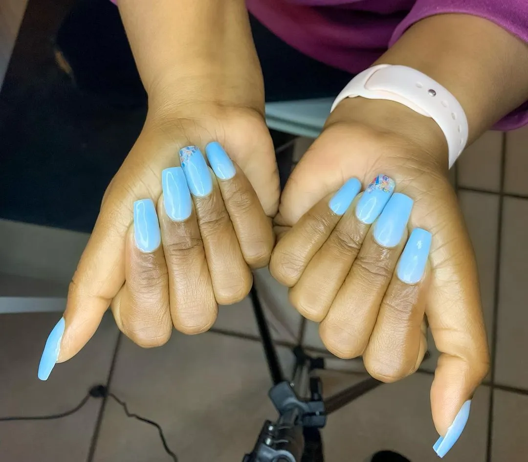 Solid Baby Blue Nails