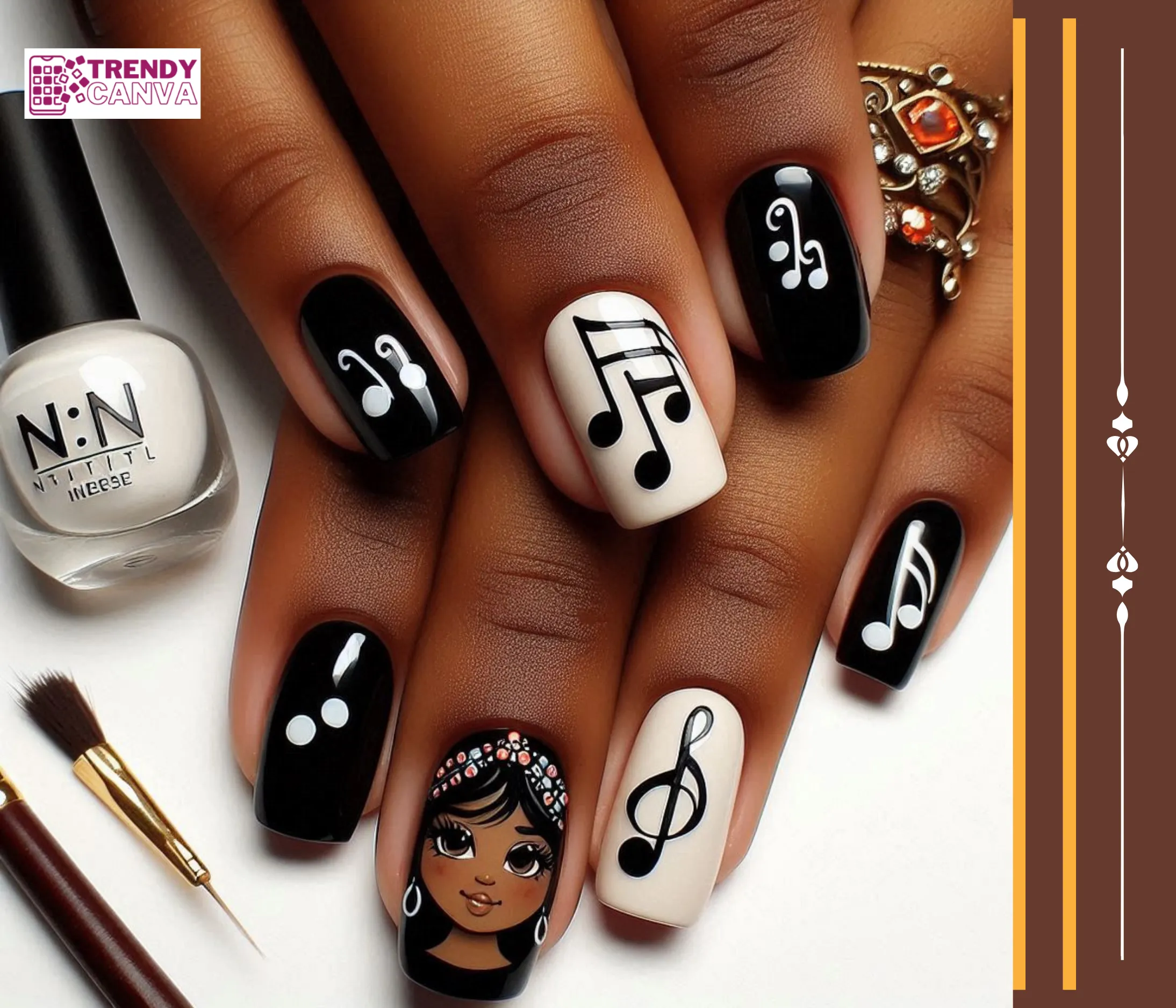 Cartoon Music Notes Nail Designs