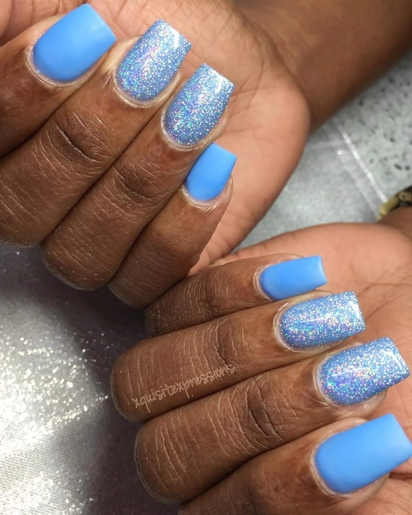 Baby Blue With Holographic Glitter