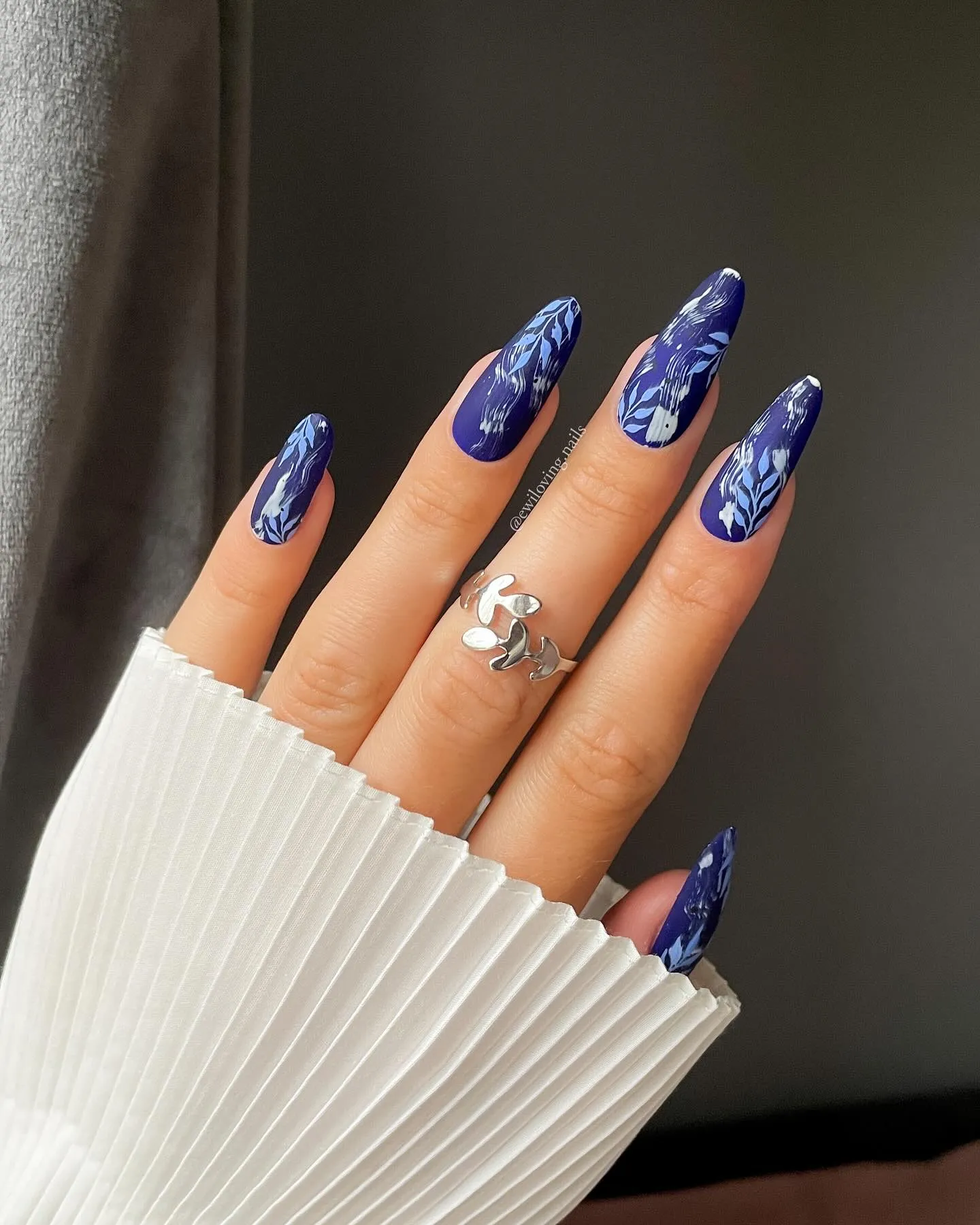 Floral Patterns Cobalt Blue Nail Designs