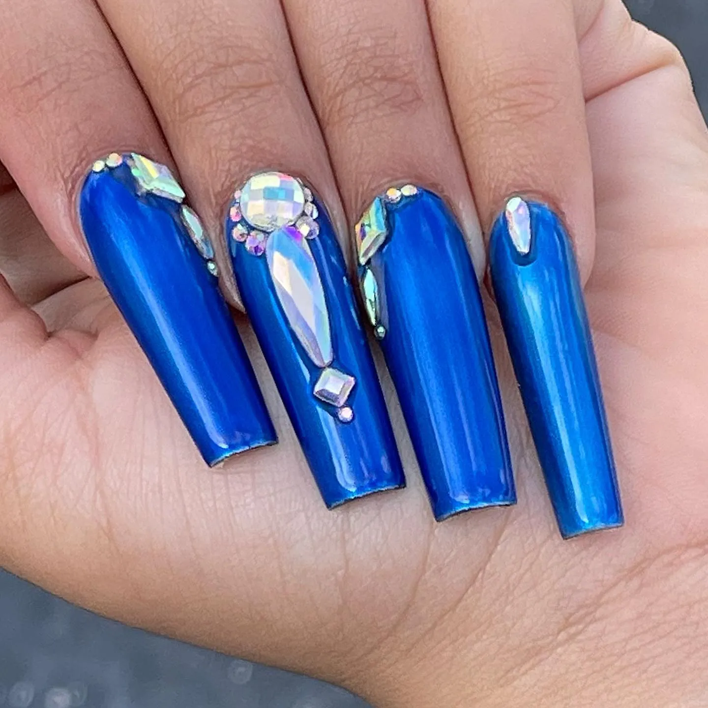 Cobalt Blue Nails with Metallic Foil