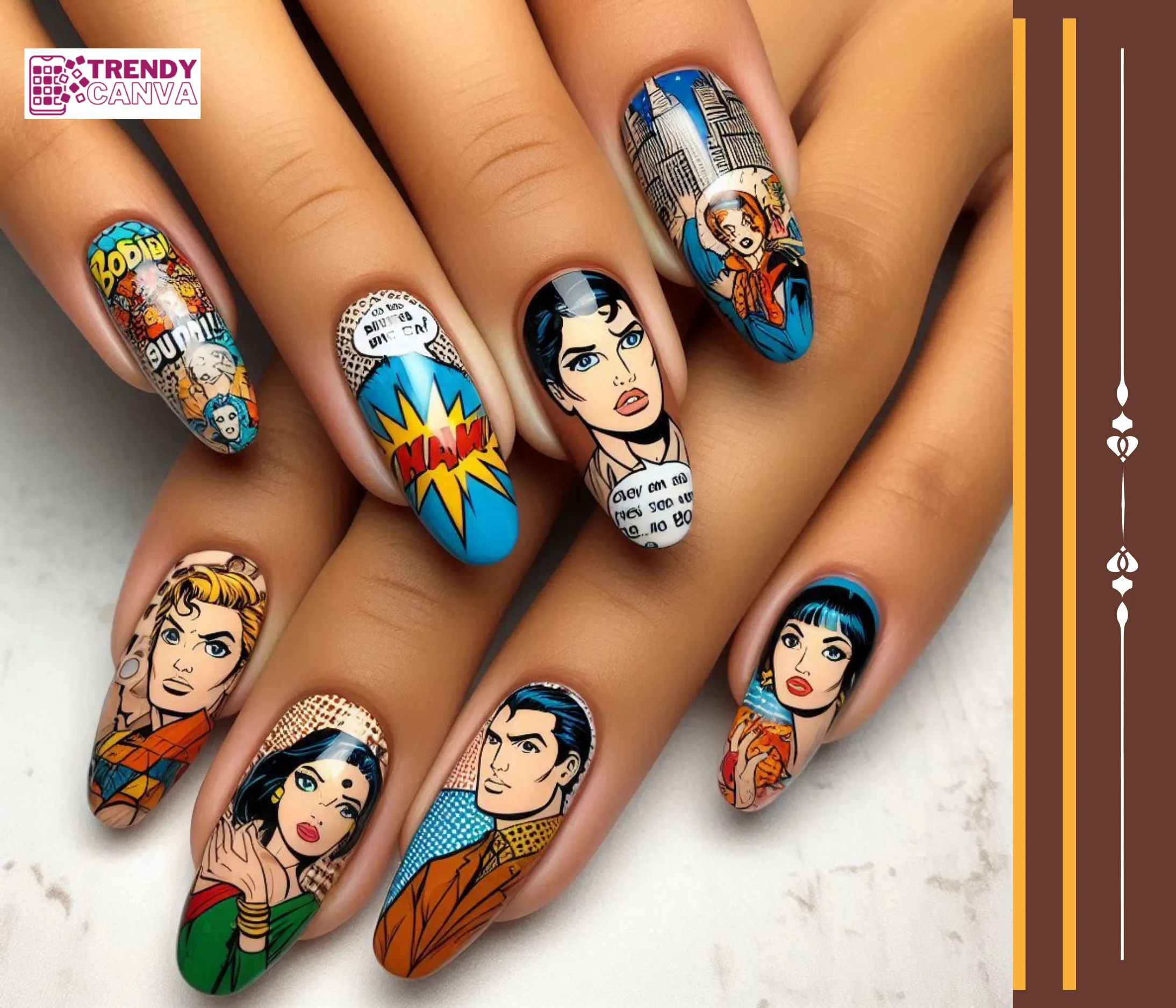 Comic Book Pop Art Nail Designs