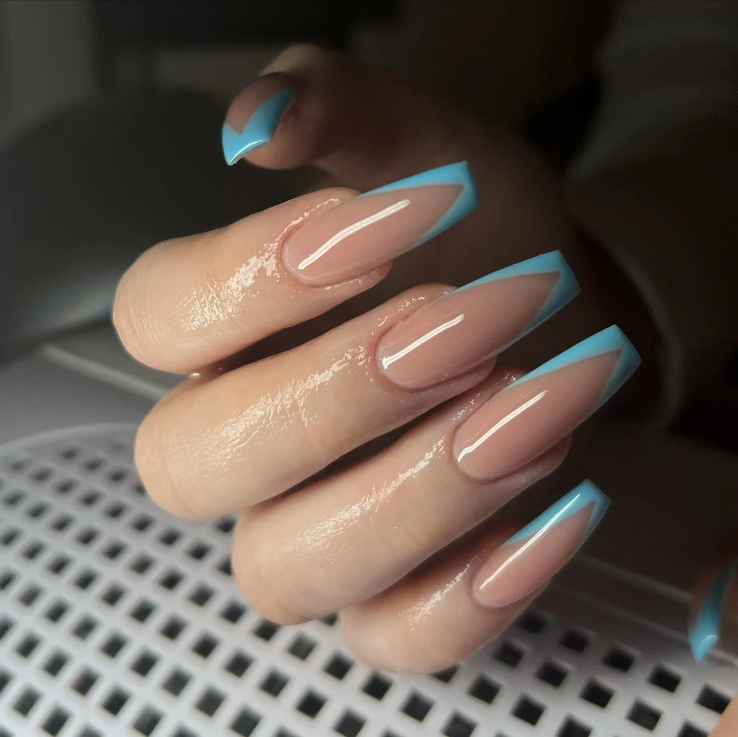 Baby Blue French Tips Nails