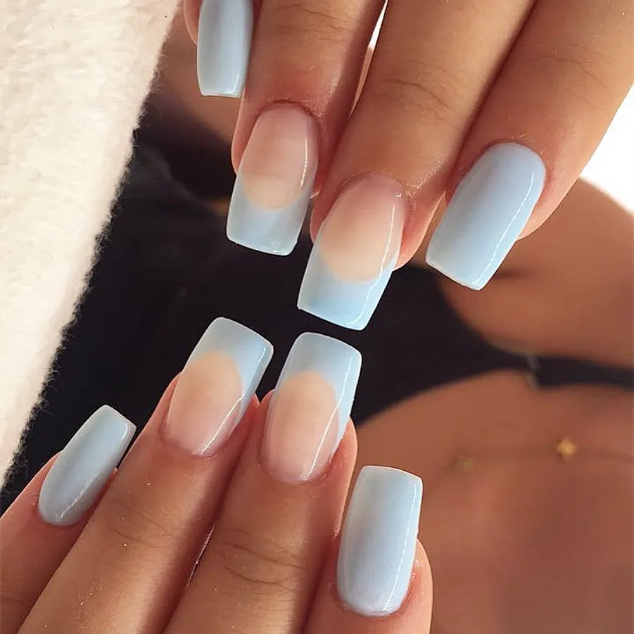 Baby Blue French Tips Nails