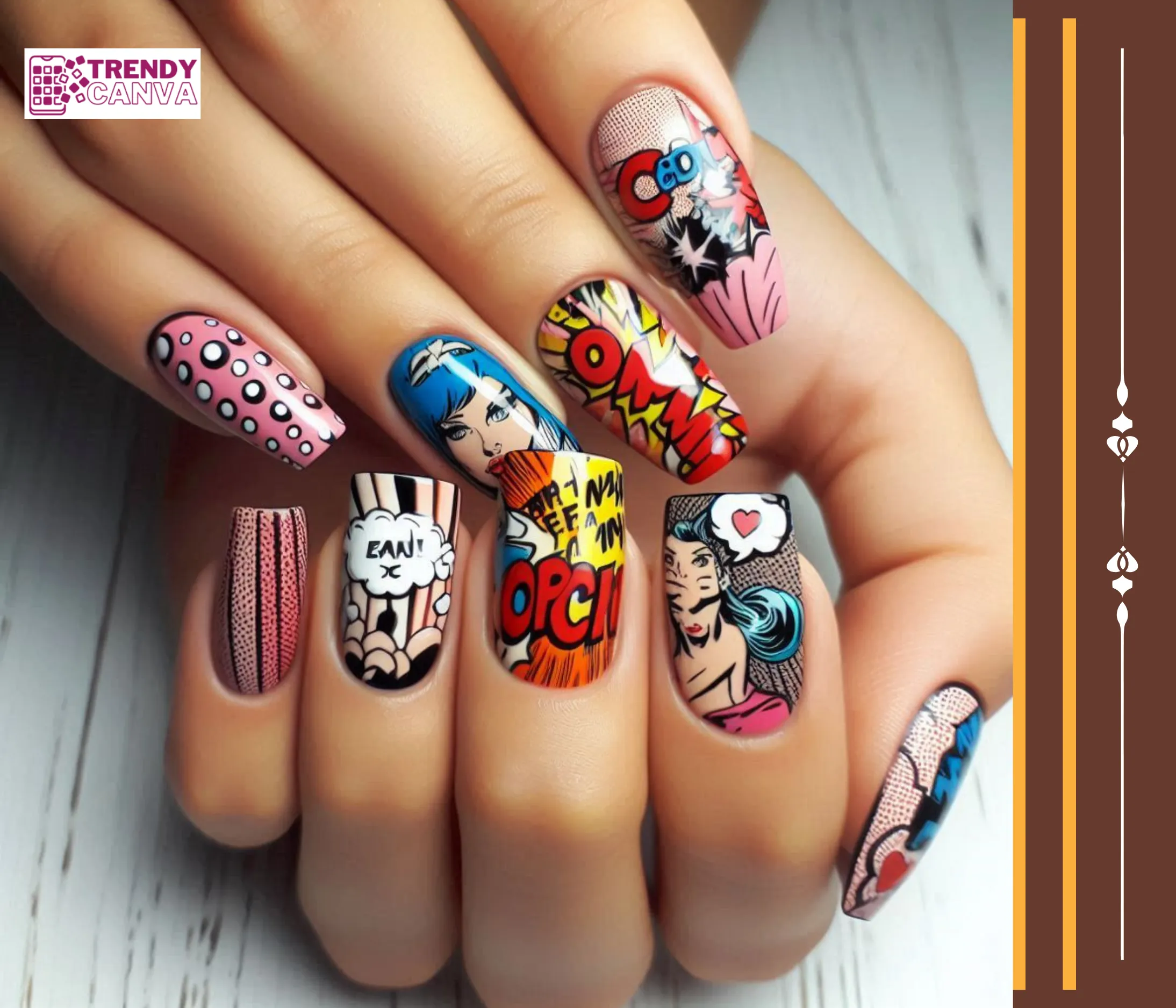 Comic Book Pop Art Nail Designs