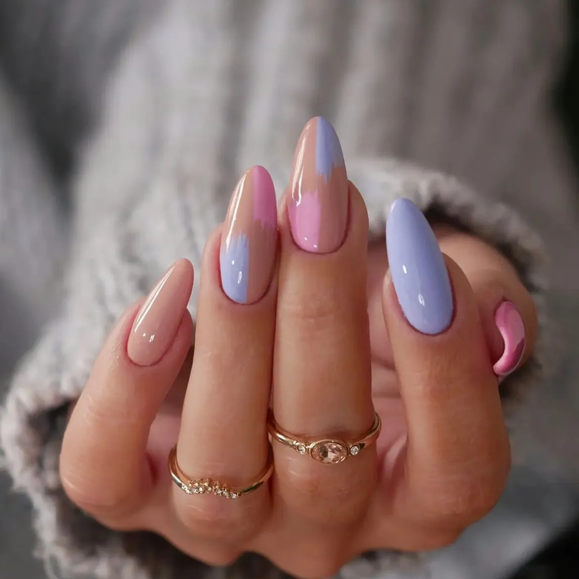 Almond Shaped Sky Blue Nail Designs