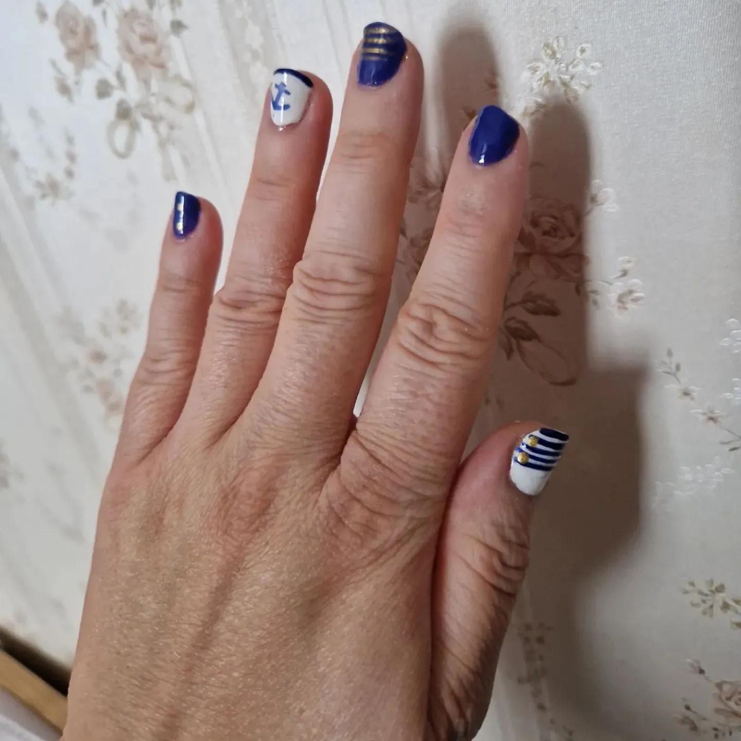 Nautical Vibes Cobalt Blue Nail Designs