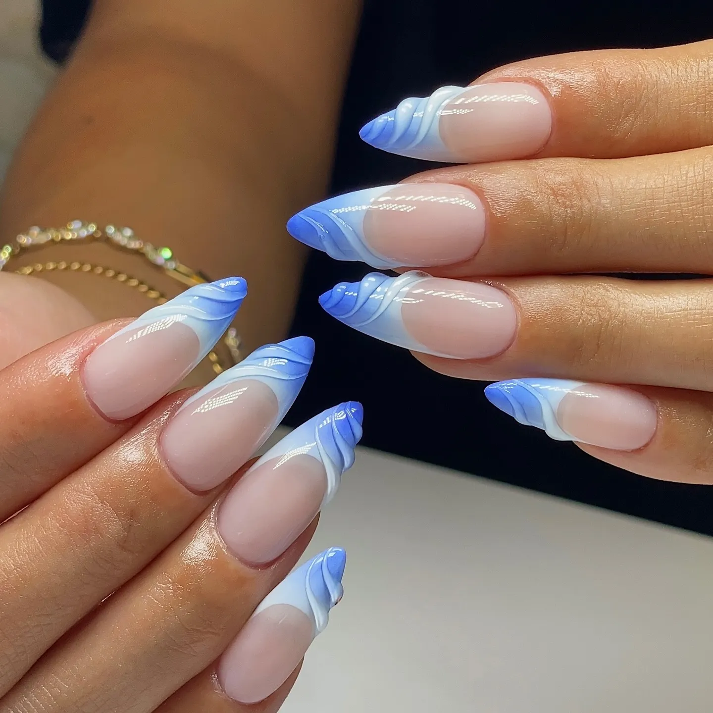 Stiletto Sky Blue Nail Art for Nails