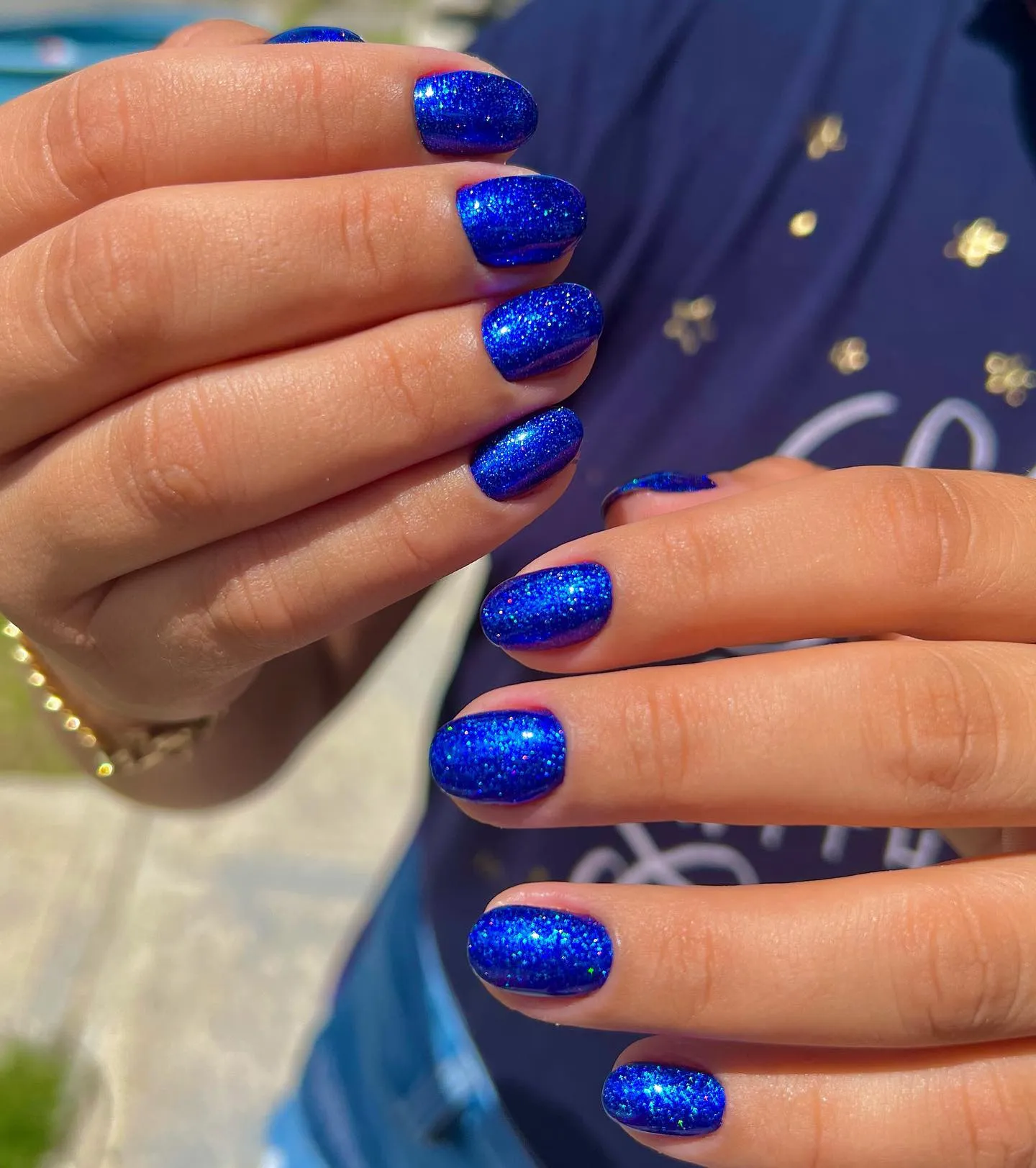 Glitter Fade Cobalt Blue Nail Designs