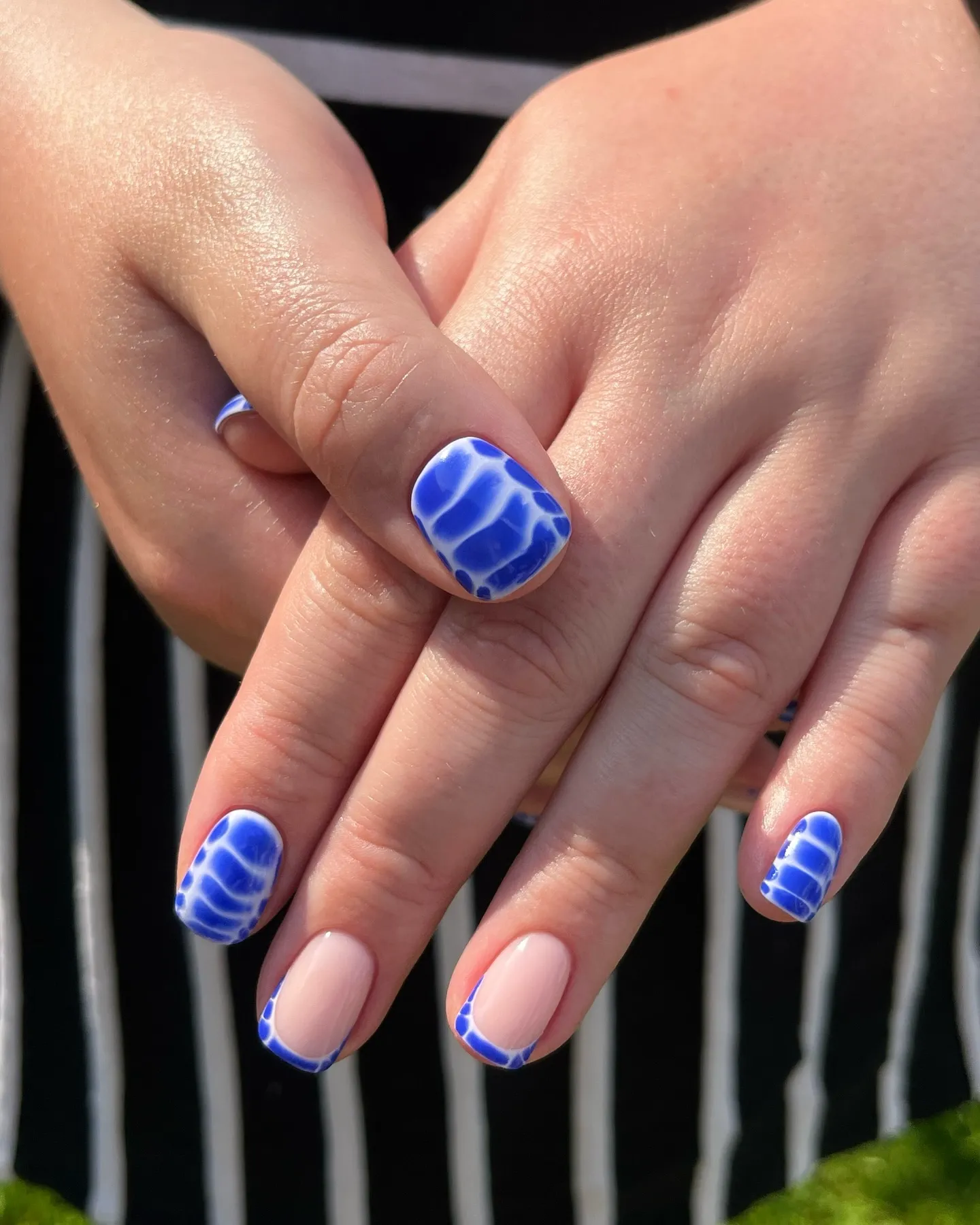 White and Sky Blue Nails