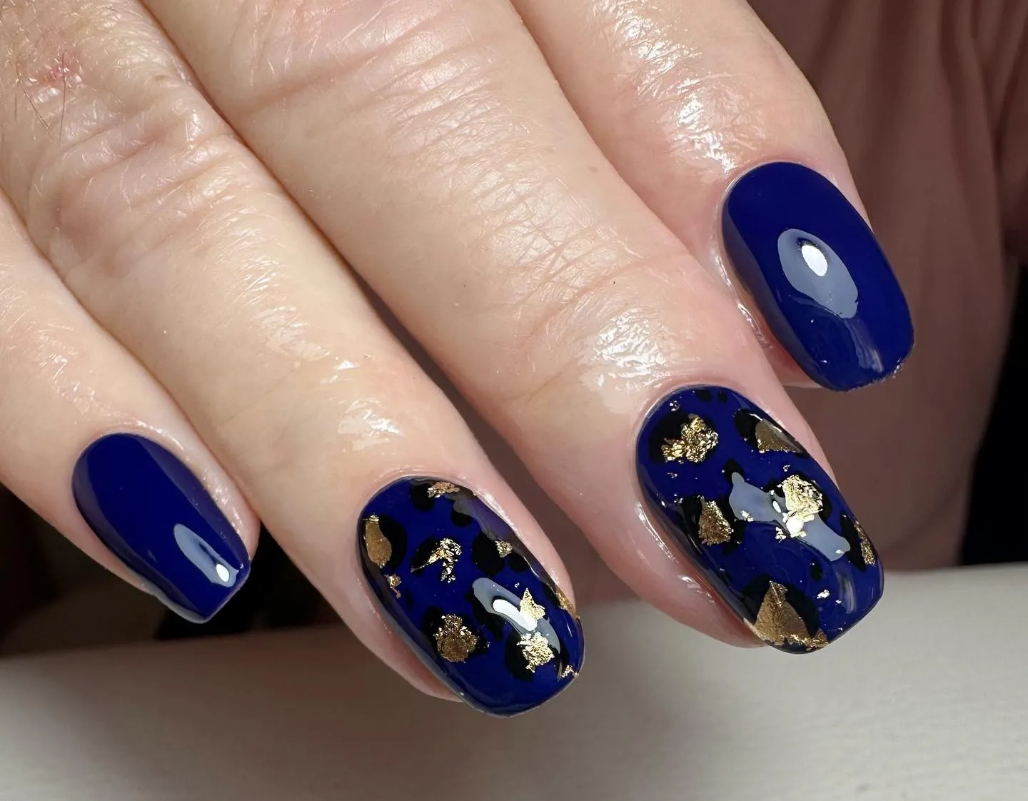 Animal Print Cobalt Blue Nails