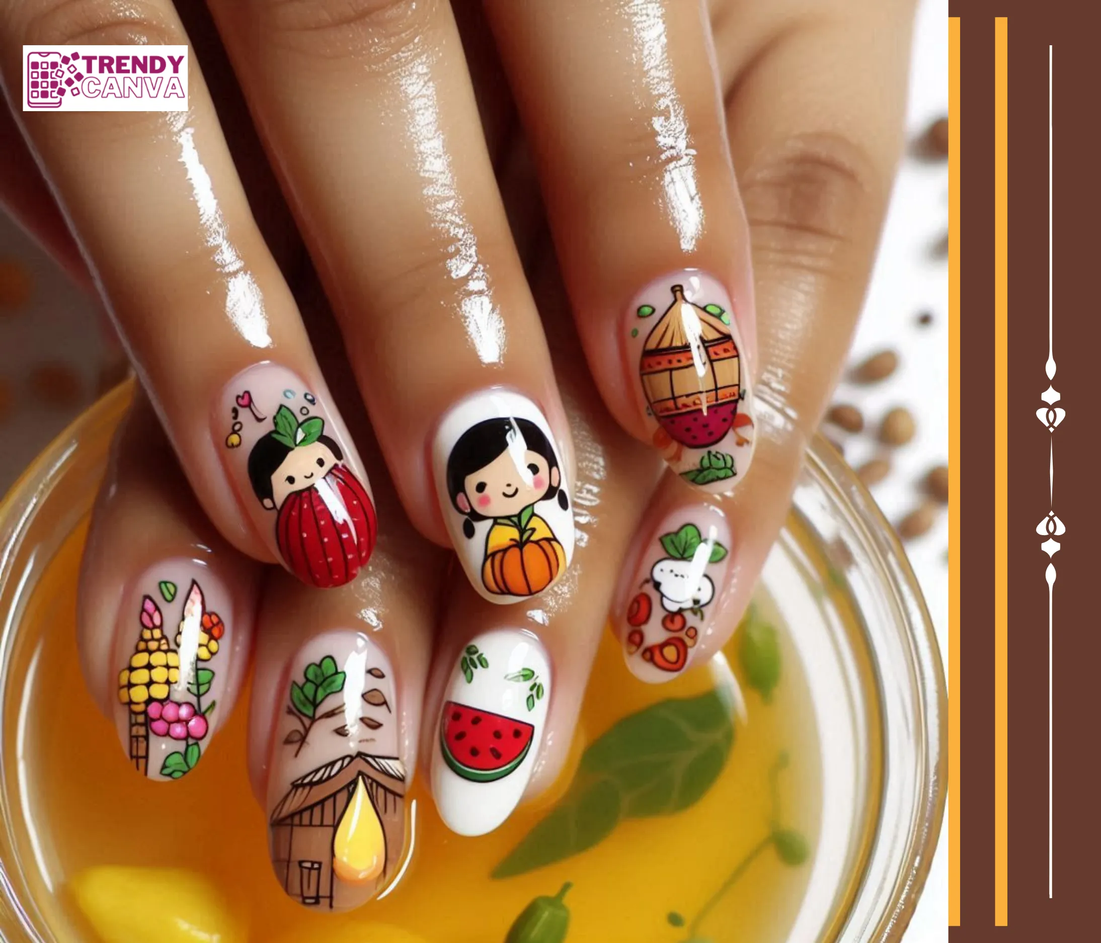 Cartoon Food Fun Nail Designs