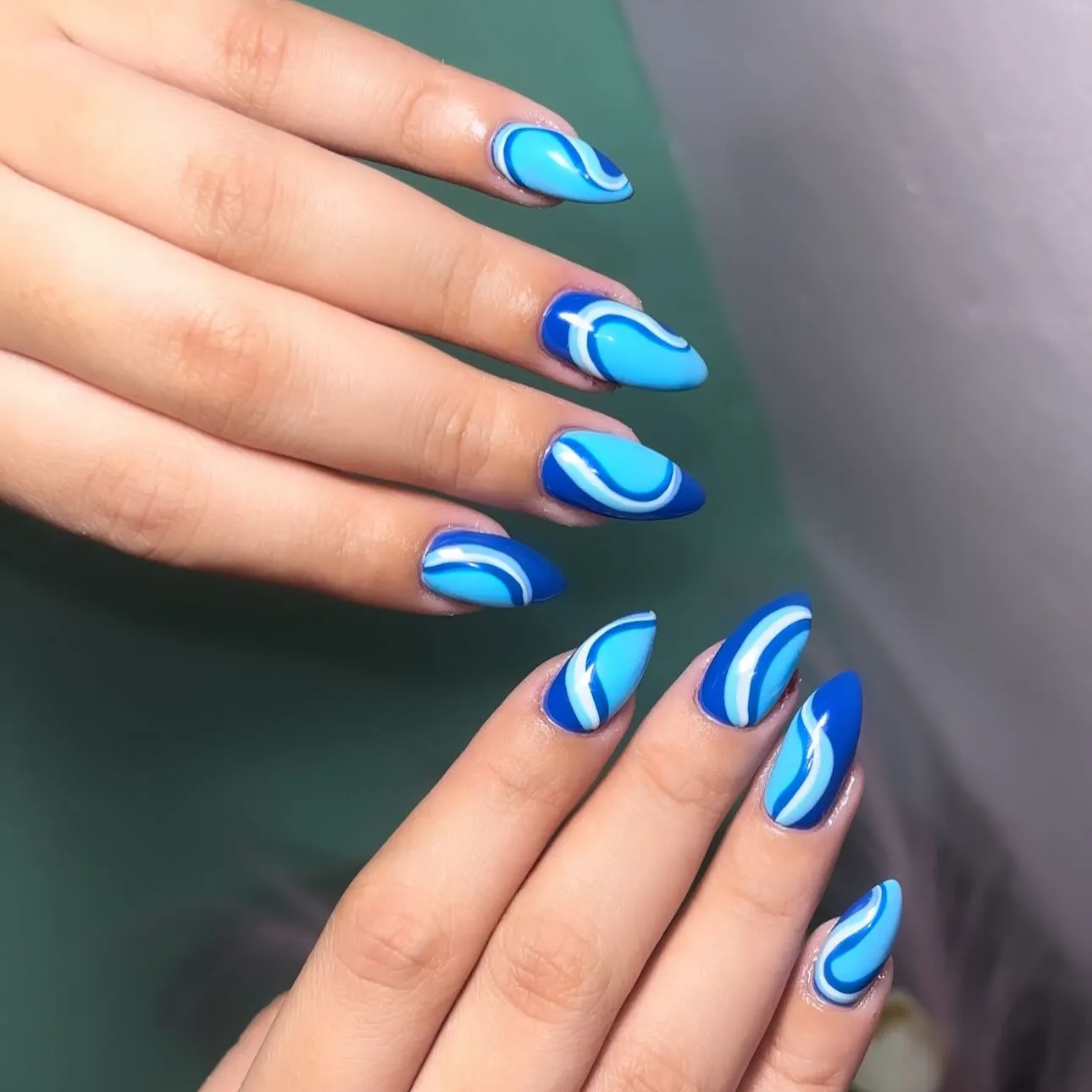 Abstract Cobalt Blue Nails