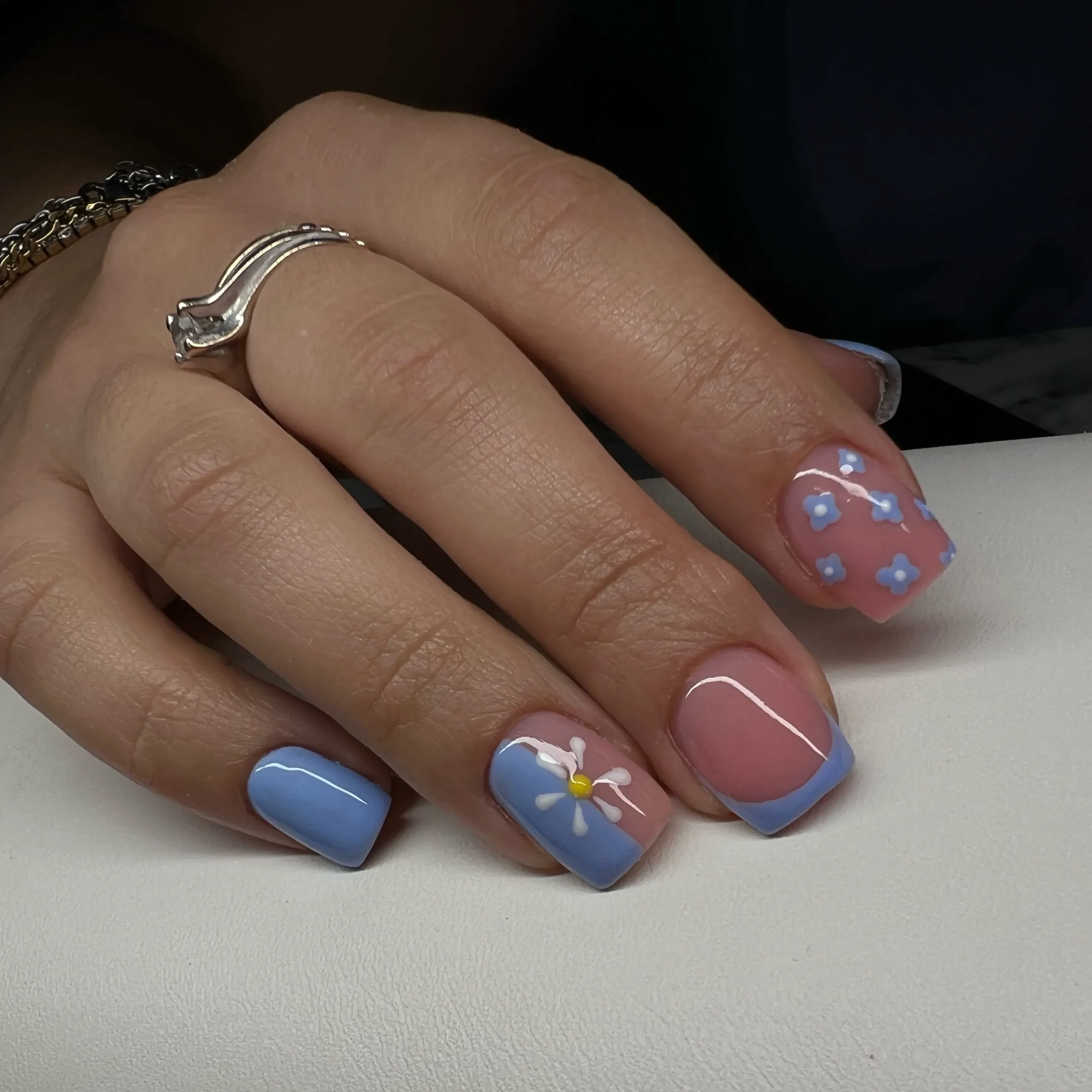 Baby Blue With Delicate Floral Designs