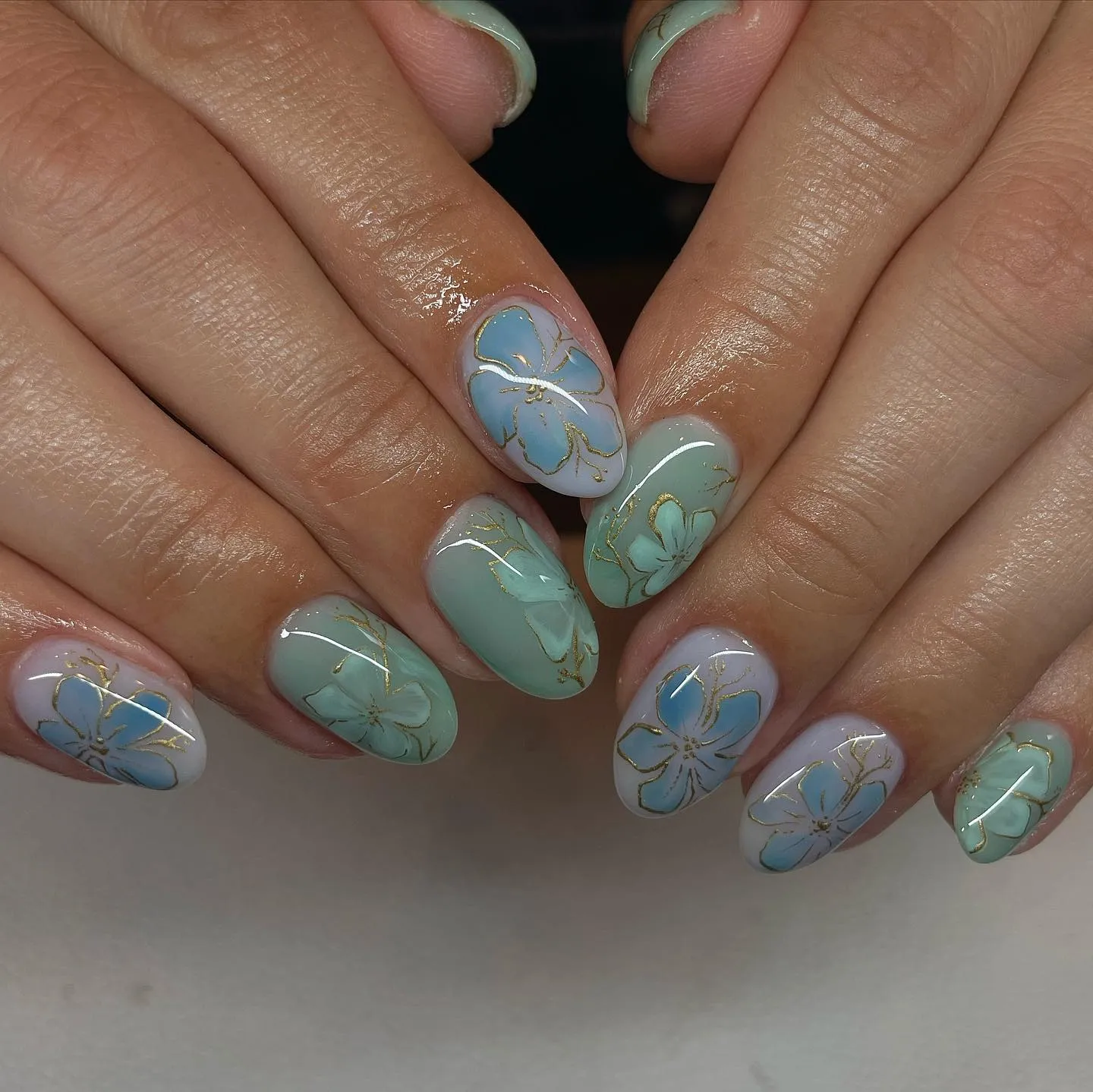 Baby Blue With Delicate Floral Designs