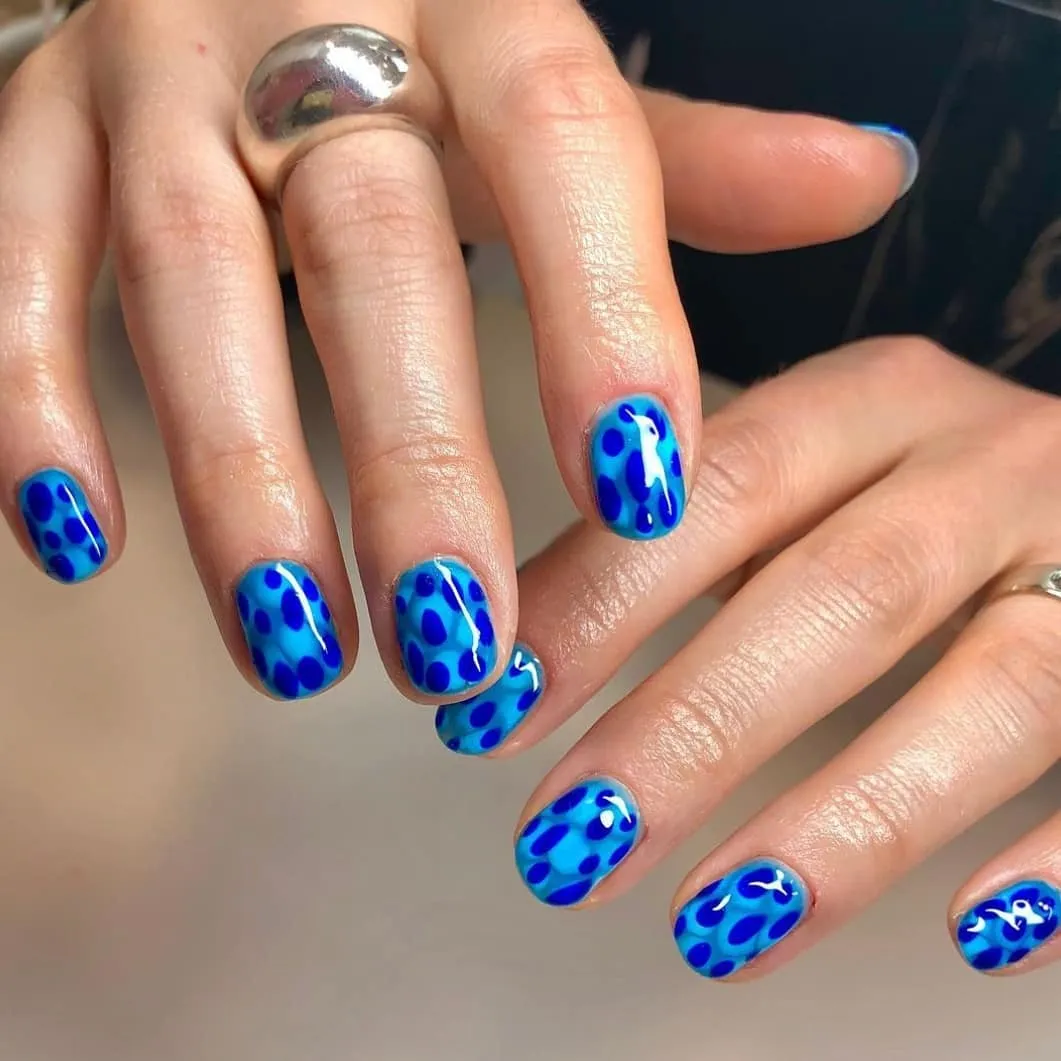 Cobalt Blue with Polka Dots Nails