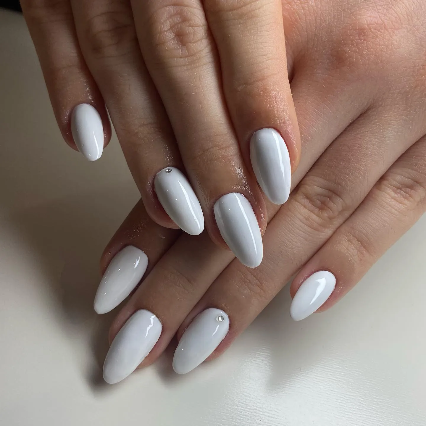 Milky White Almond Nail Designs