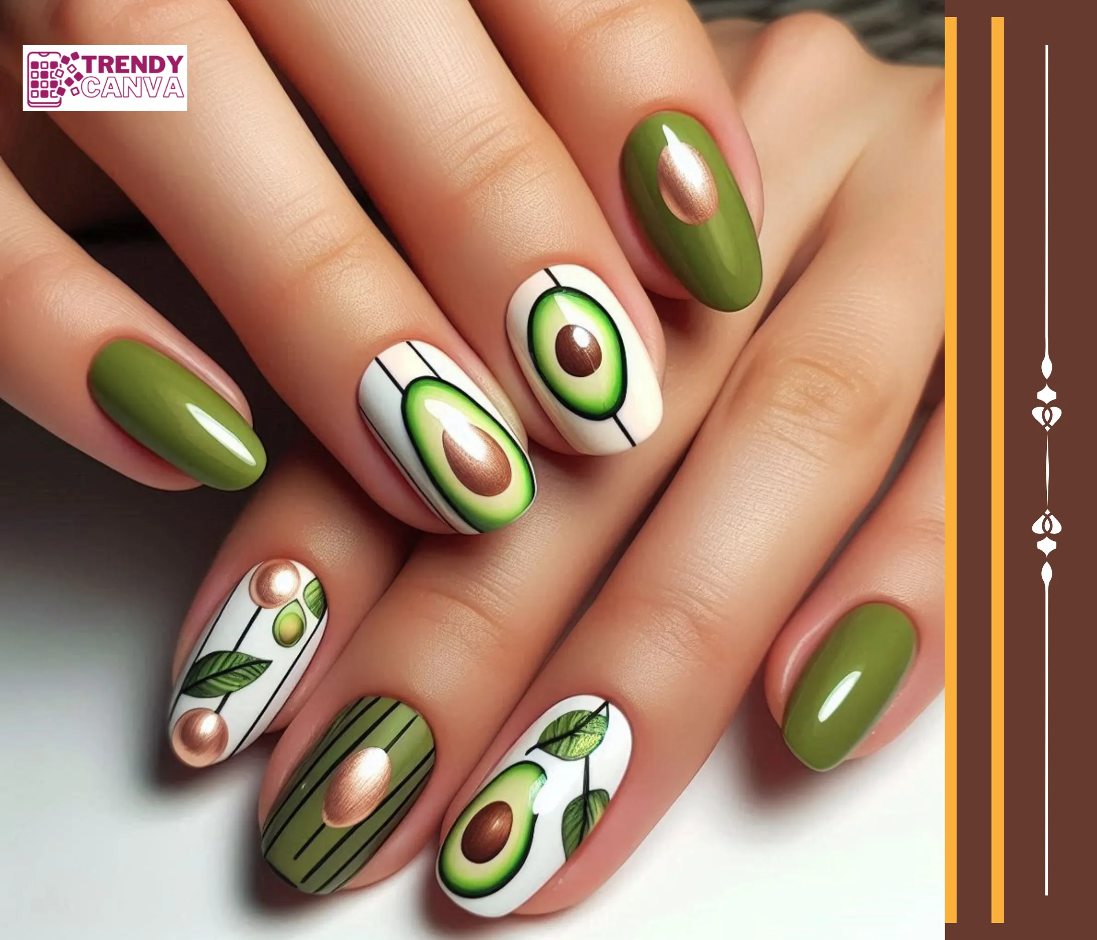 Geometric Avocado Fun Nail Designs