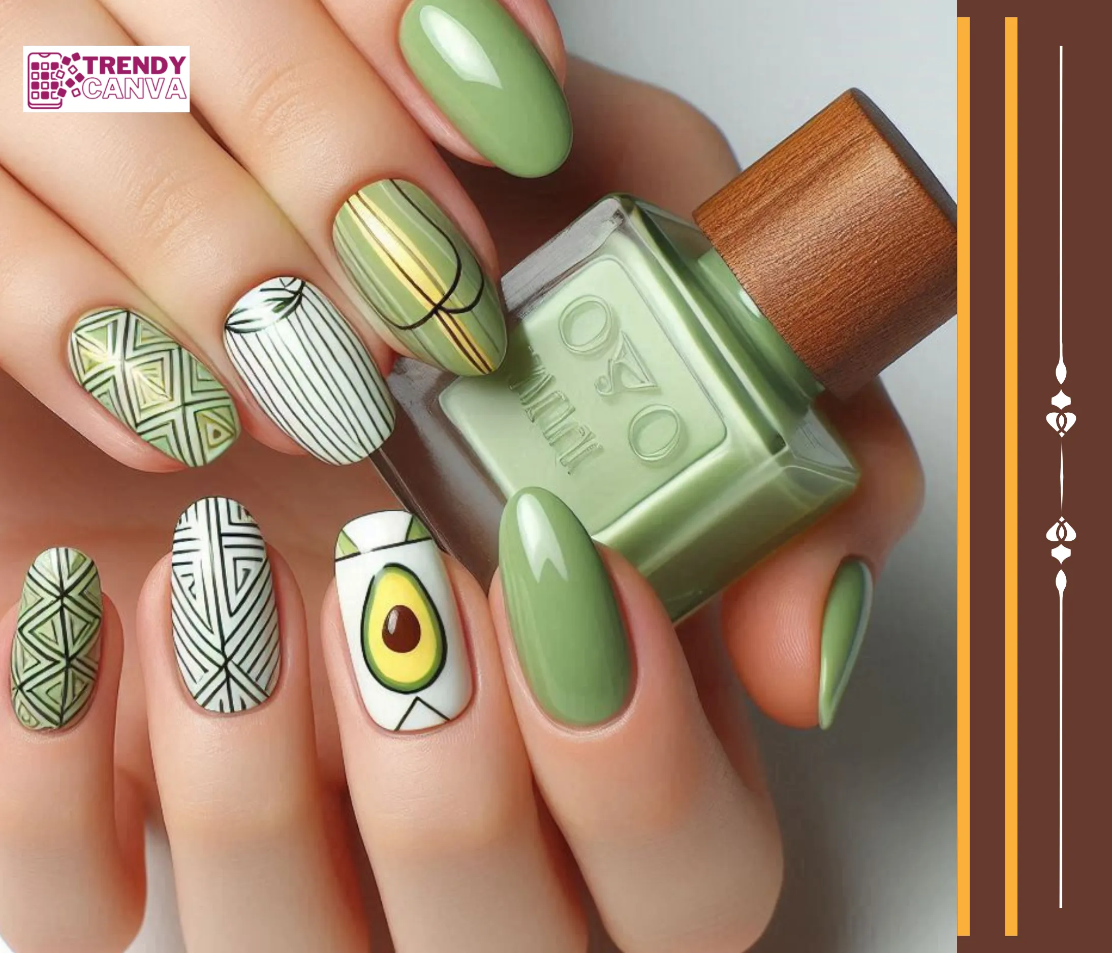 Geometric Avocado Fun Nail Designs