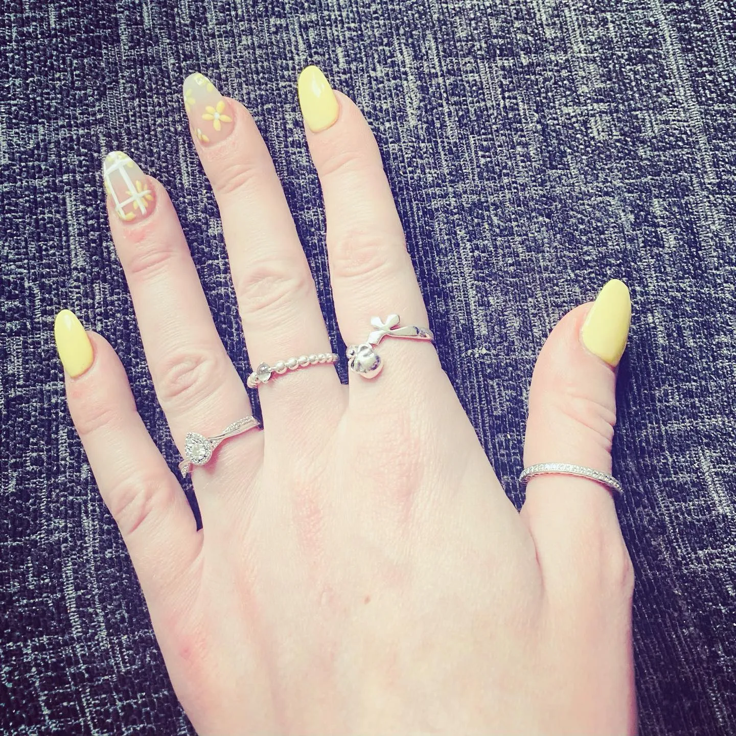 Yellow and White Almond Nail Designs