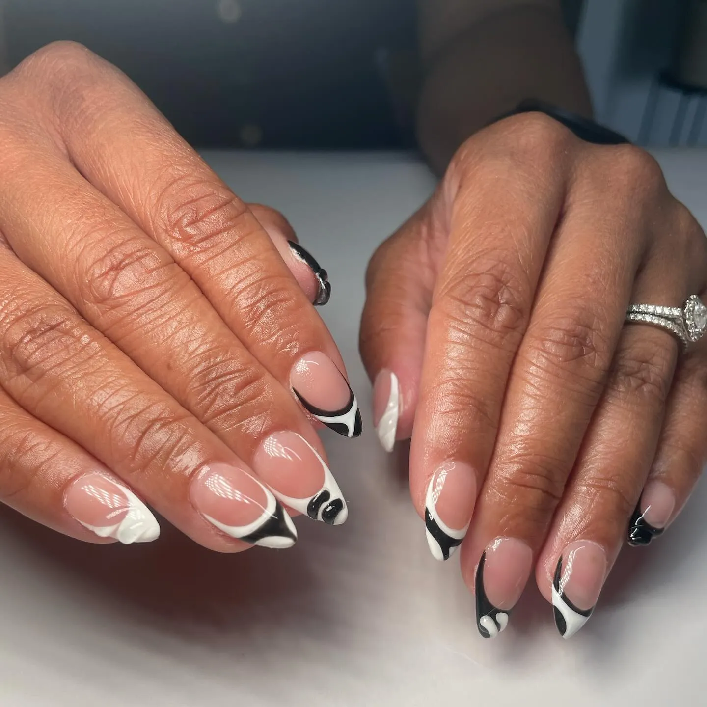 Black and White Almond Nail Designs