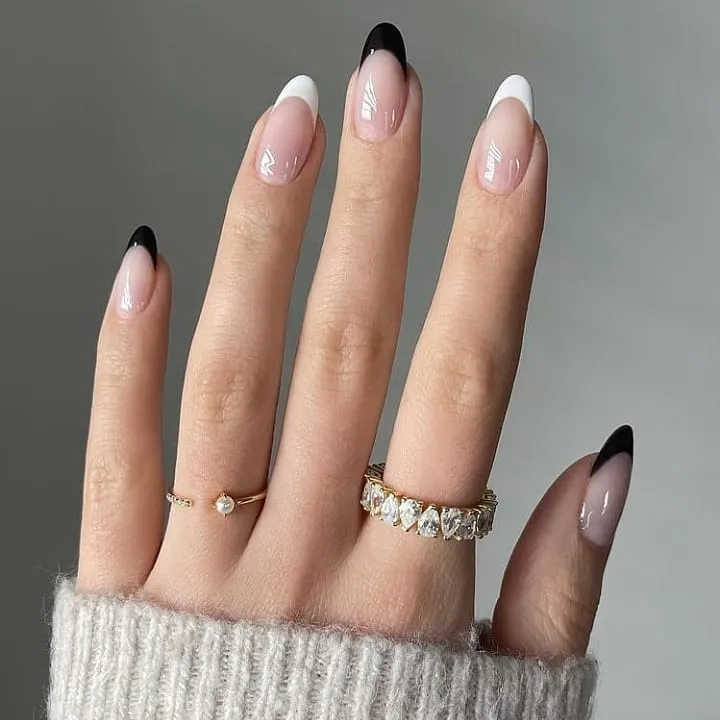 Black and White Almond Nail Designs